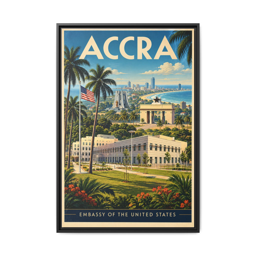 Accra Embassy Wrapped Canvas Framed
