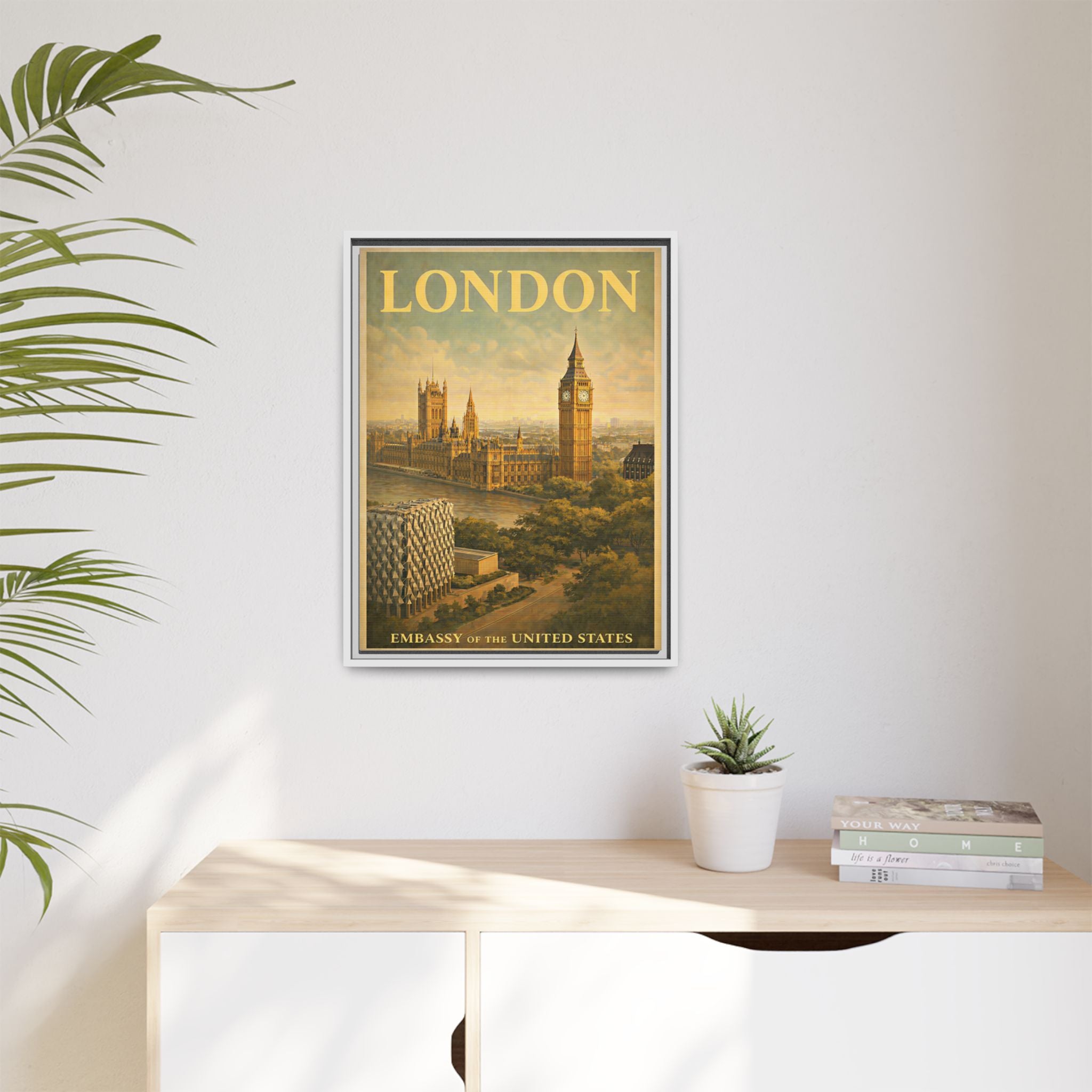 London Embassy Wrapped Canvas Framed