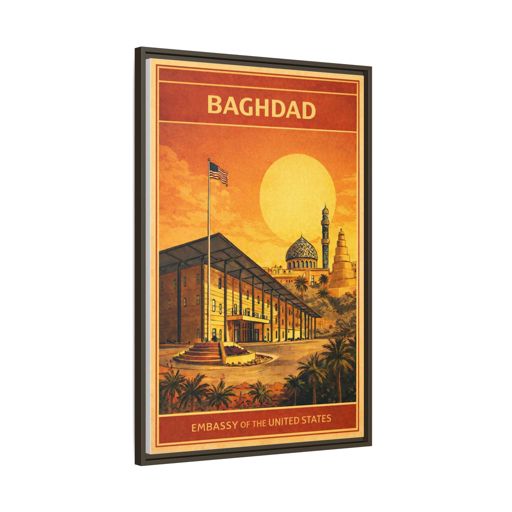 Baghdad Embassy Wrapped Canvas Framed