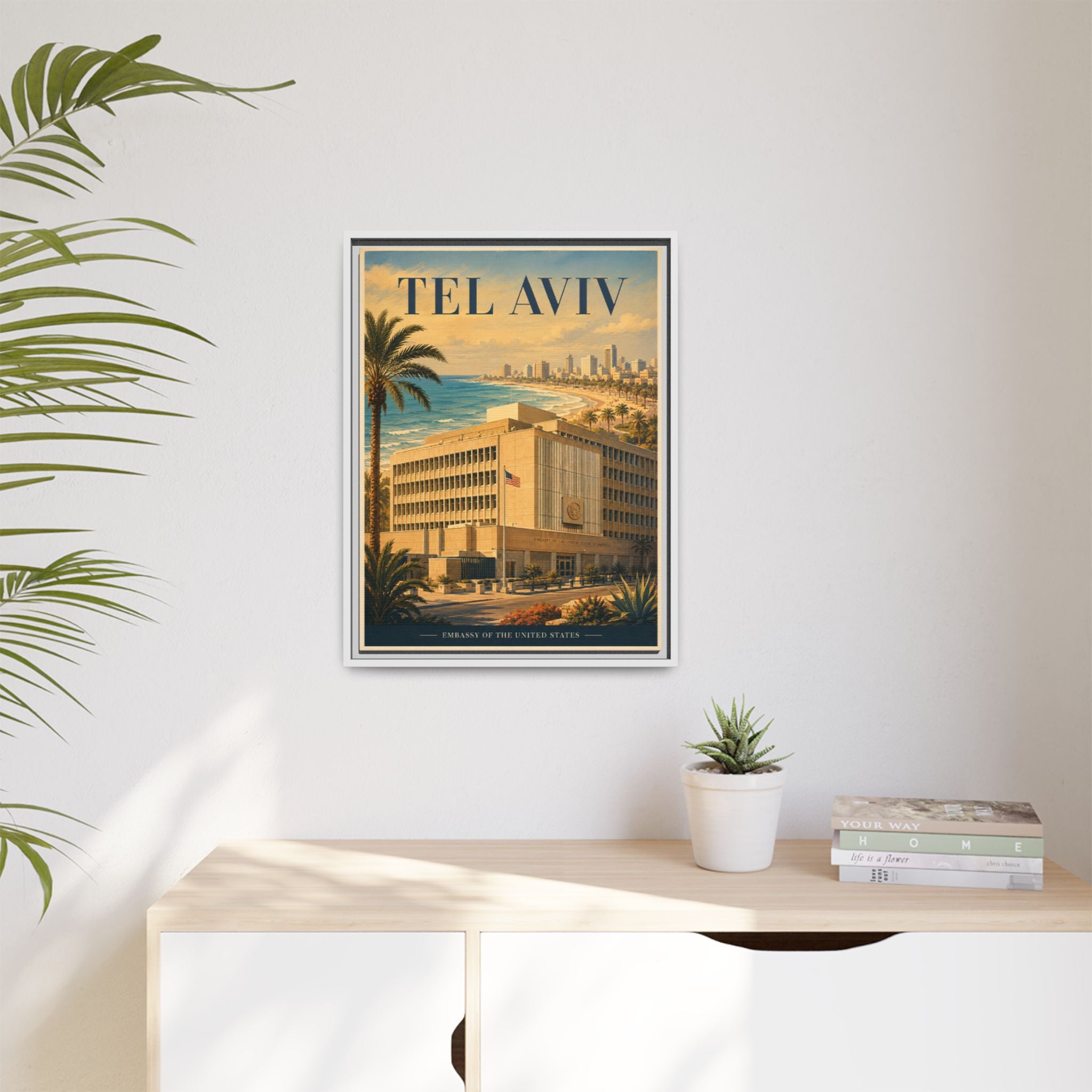 Tel Aviv Embassy Wrapped Canvas Framed