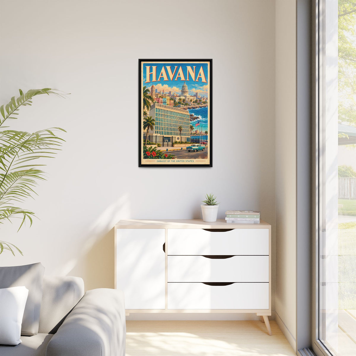 Havana Embassy Wrapped Canvas Framed