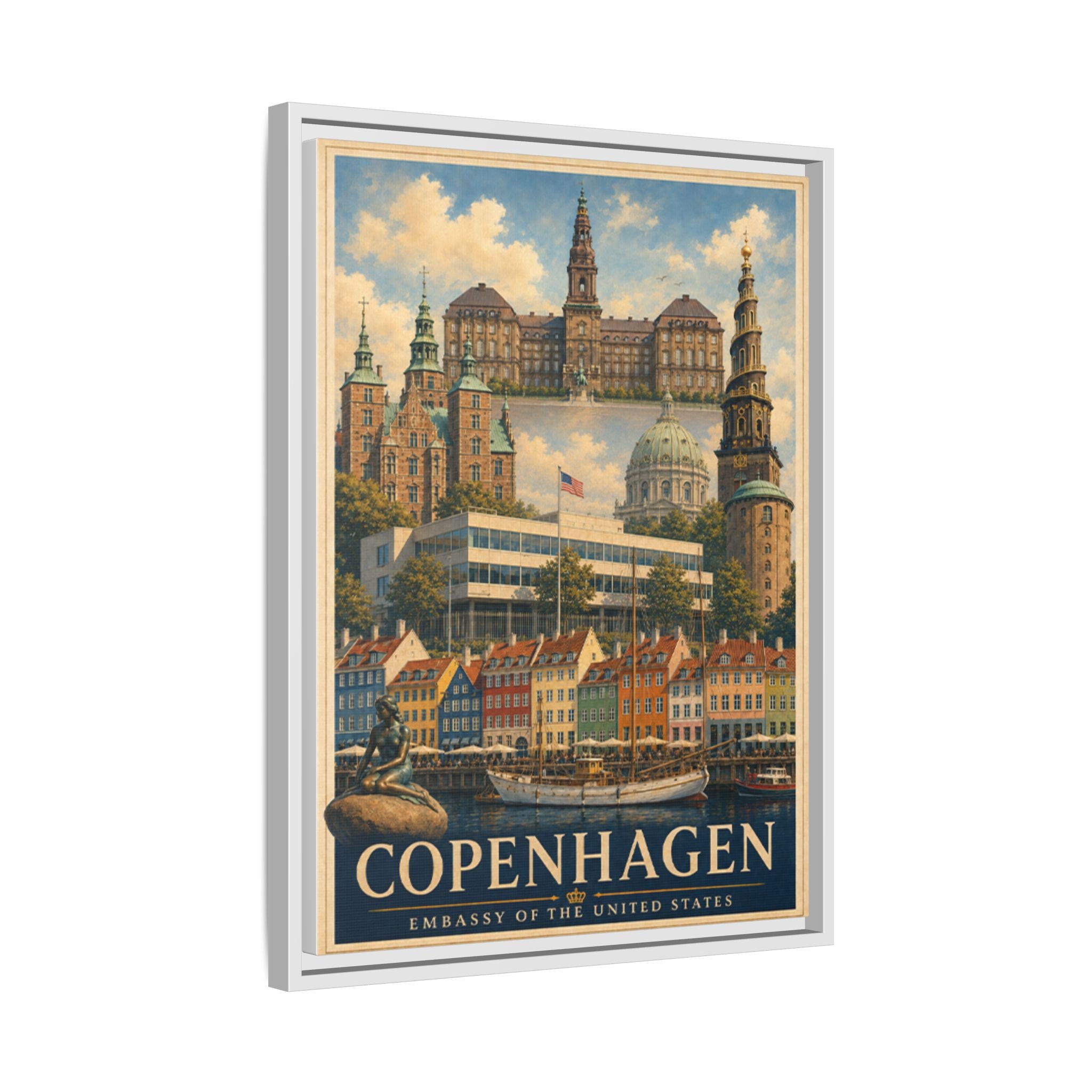 Copenhagen Embassy Wrapped Canvas Framed