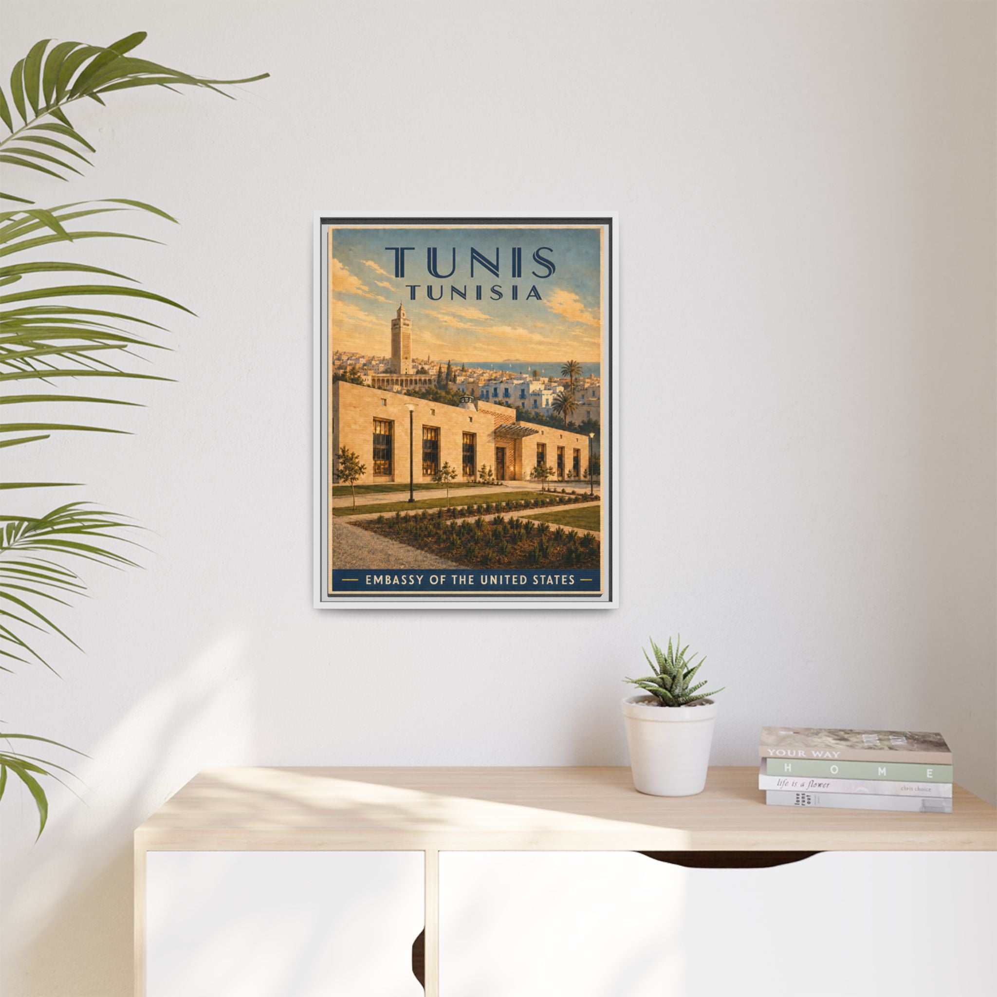 Tunis Embassy Wrapped Canvas Framed