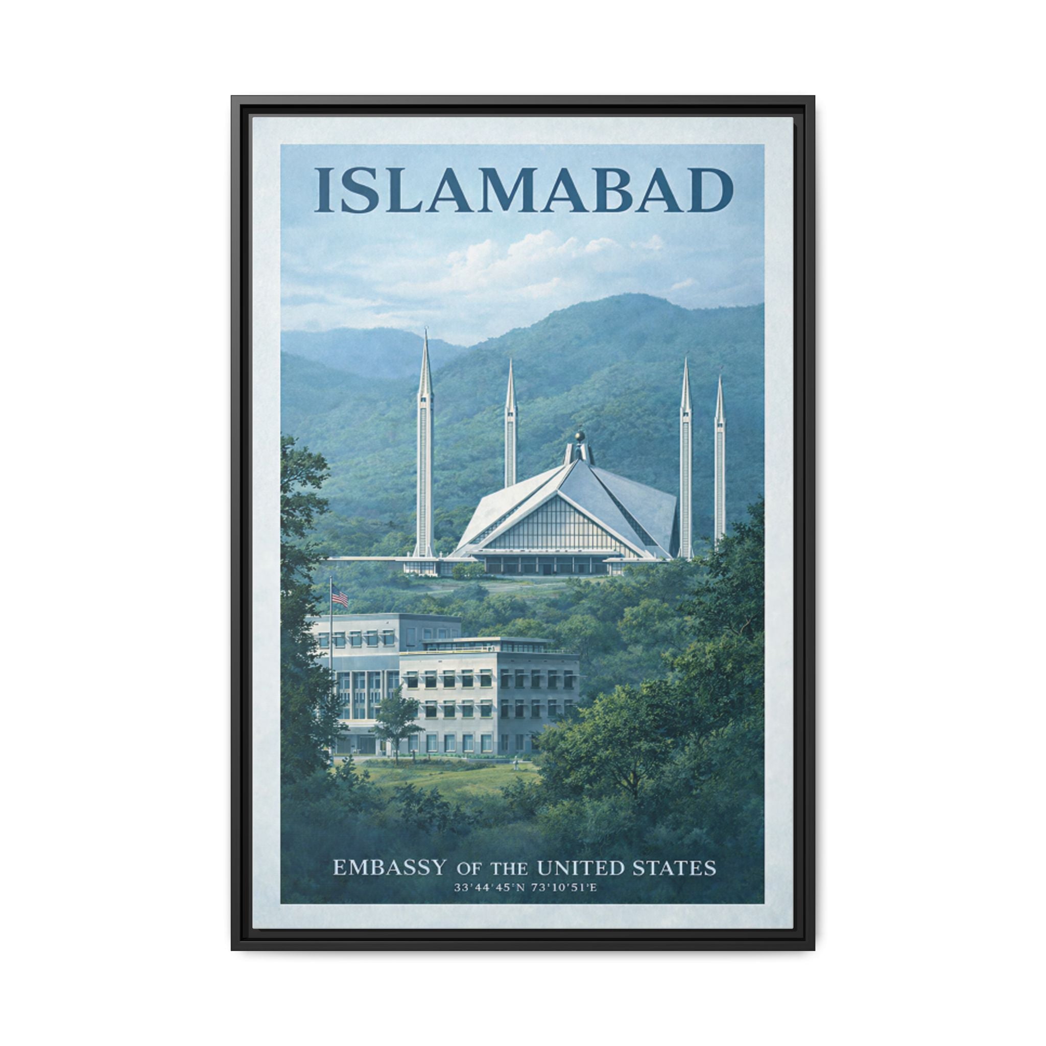 Islamabad Embassy Wrapped Canvas Framed