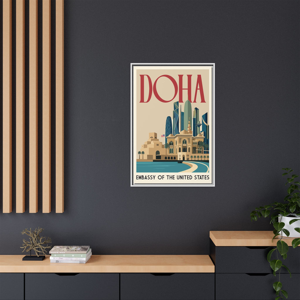 Doha Embassy Wrapped Canvas Framed