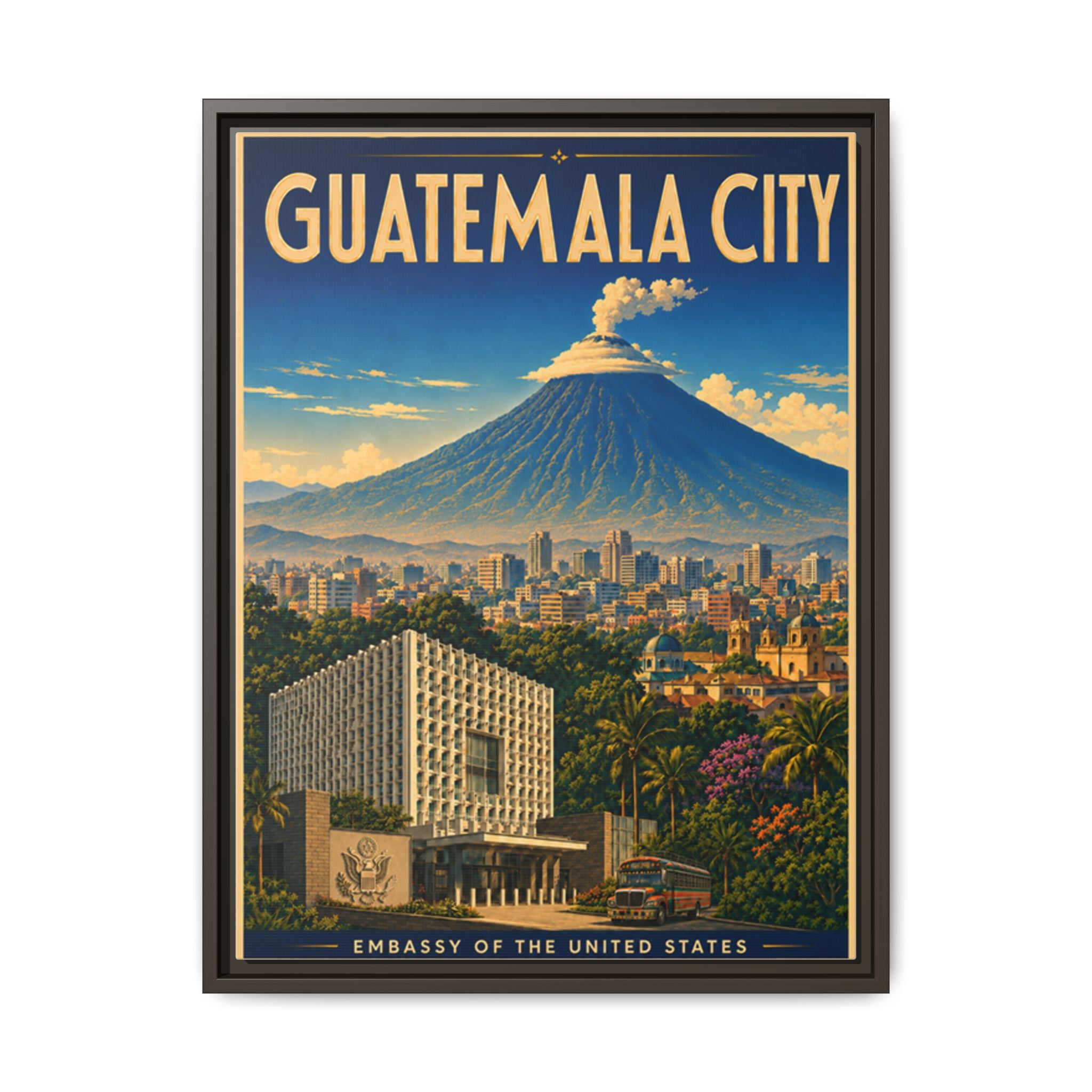 Guatemala City Embassy Wrapped Canvas Framed