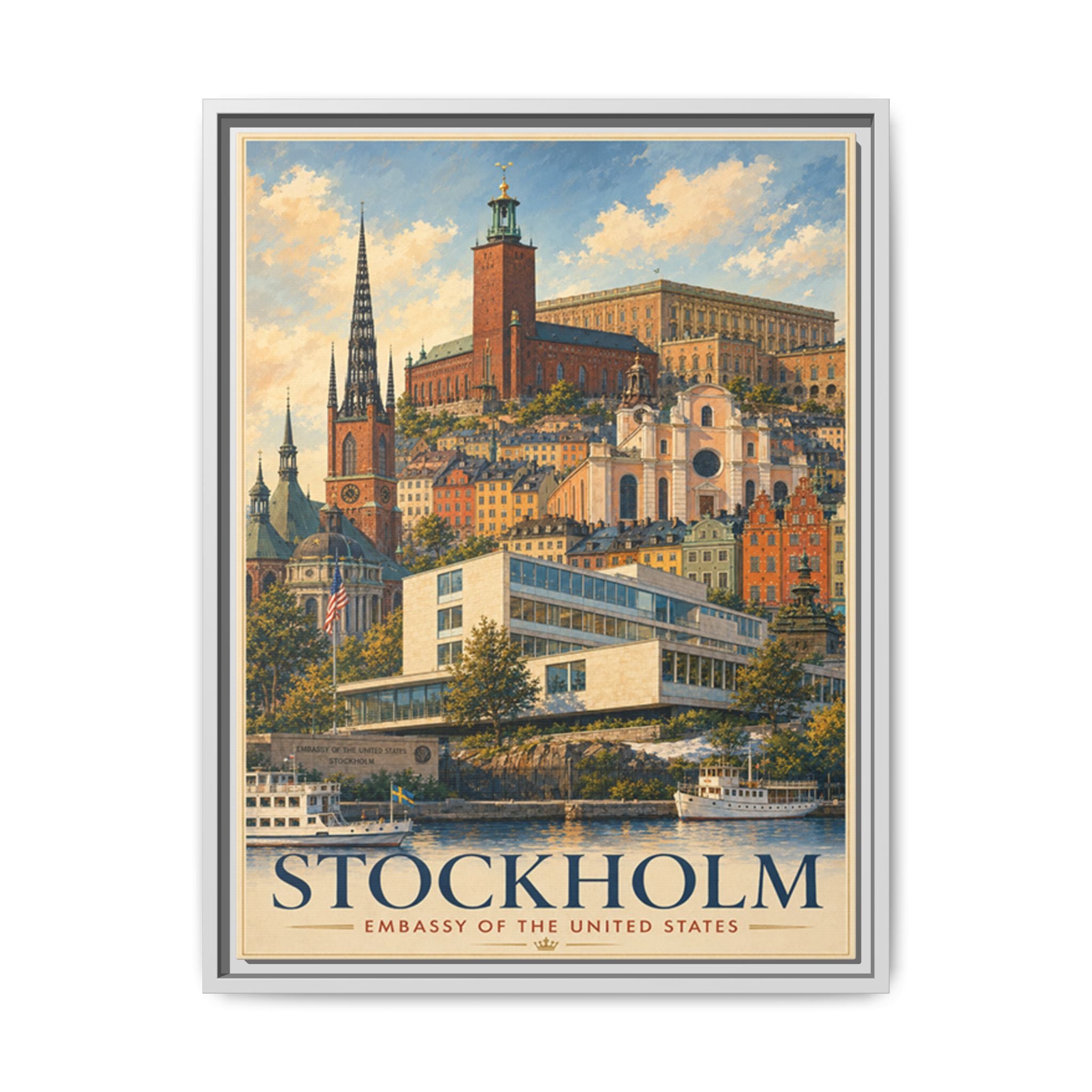 Stockholm Embassy Wrapped Canvas Framed