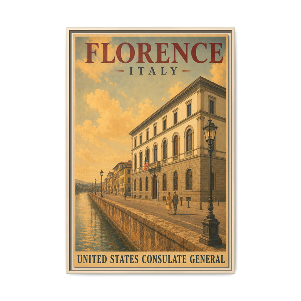 Florence Consulate General Wrapped Canvas Framed