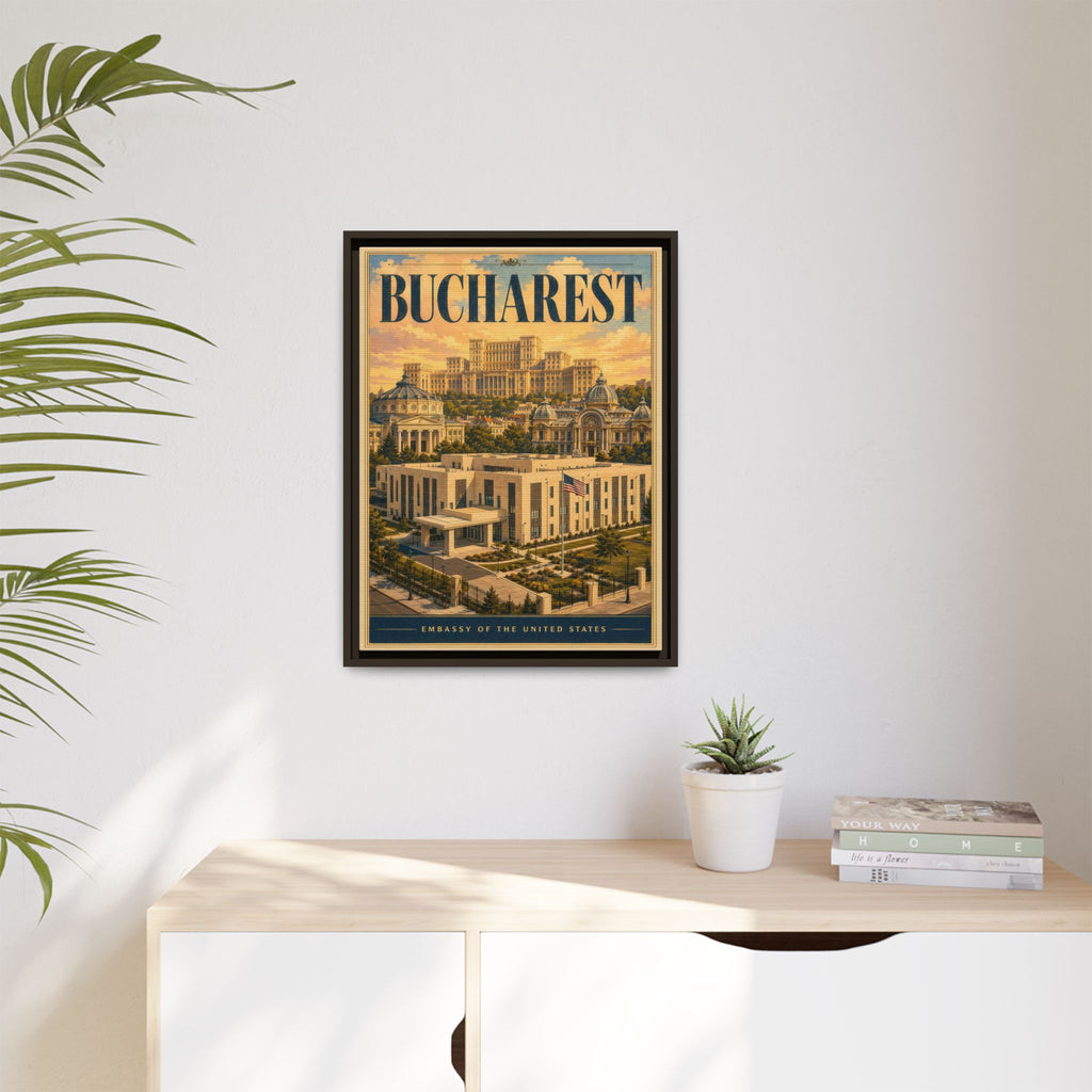 Bucharest Embassy Wrapped Canvas Framed