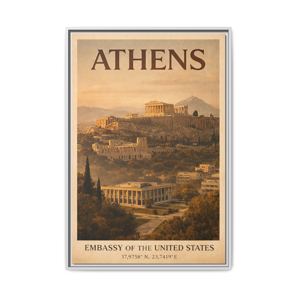 Athens Embassy Wrapped Canvas Framed