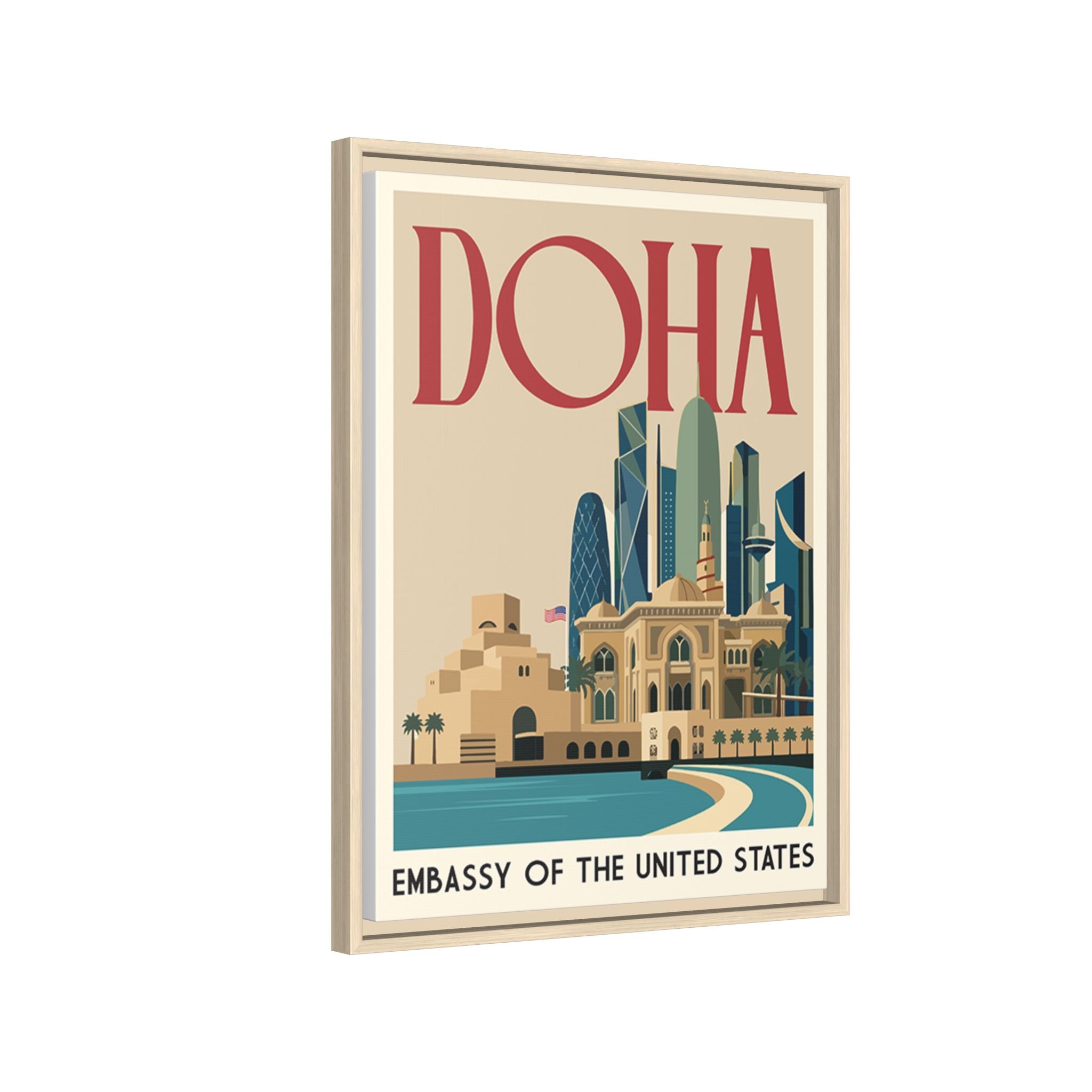 Doha Embassy Wrapped Canvas Framed
