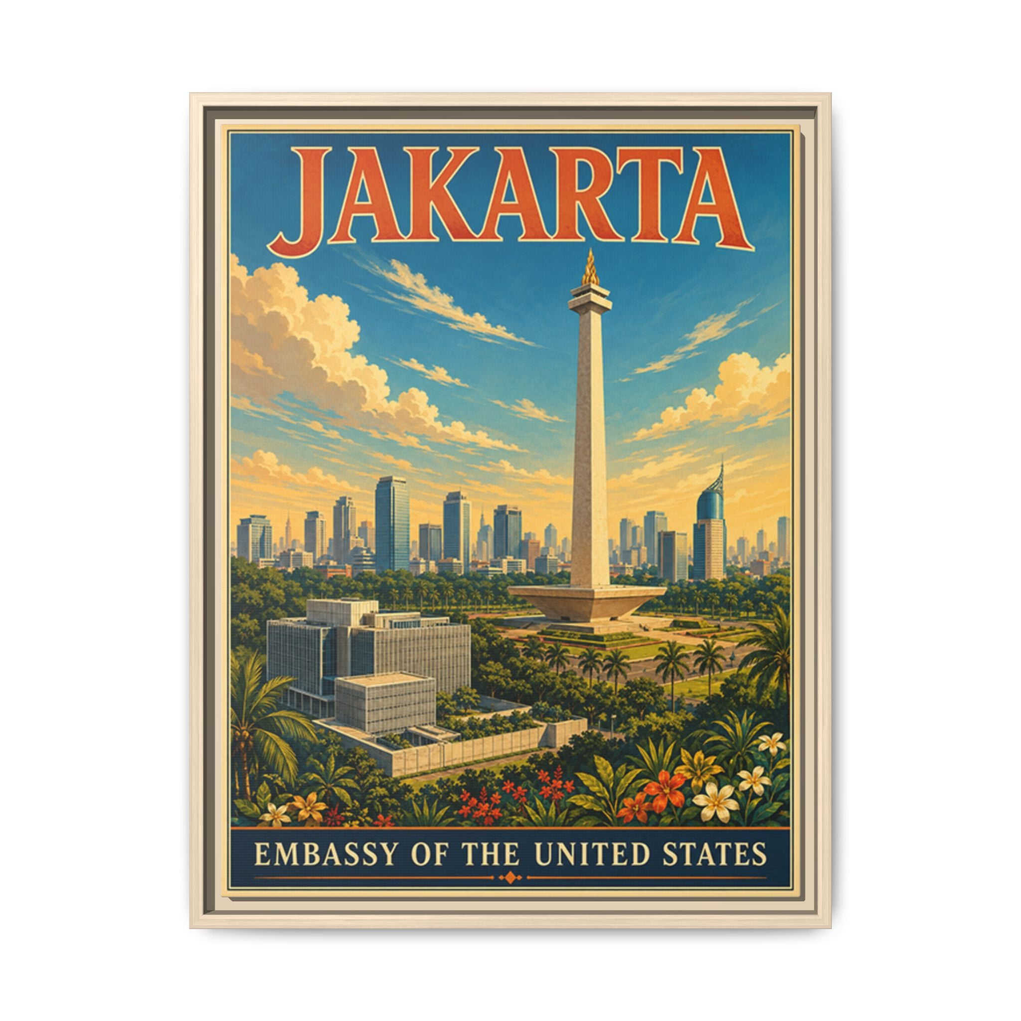 Jakarta Embassy Wrapped Canvas Framed