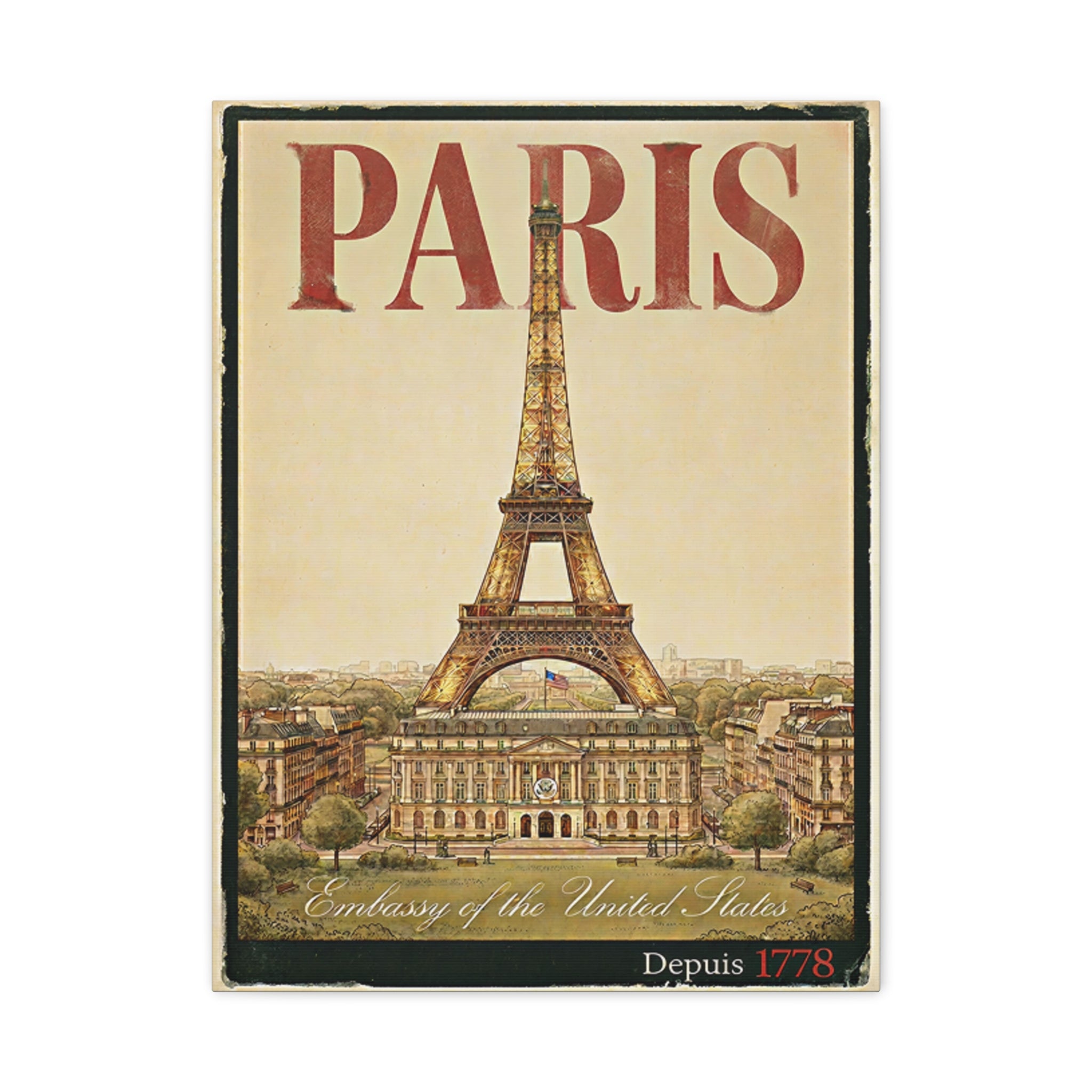 Paris Embassy Wrapped Canvas
