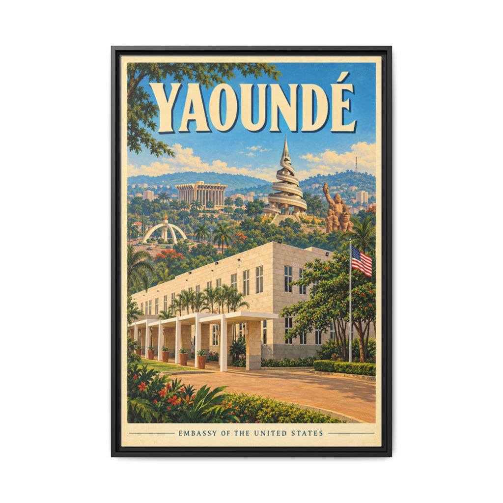Yaoundé Embassy Wrapped Canvas Framed