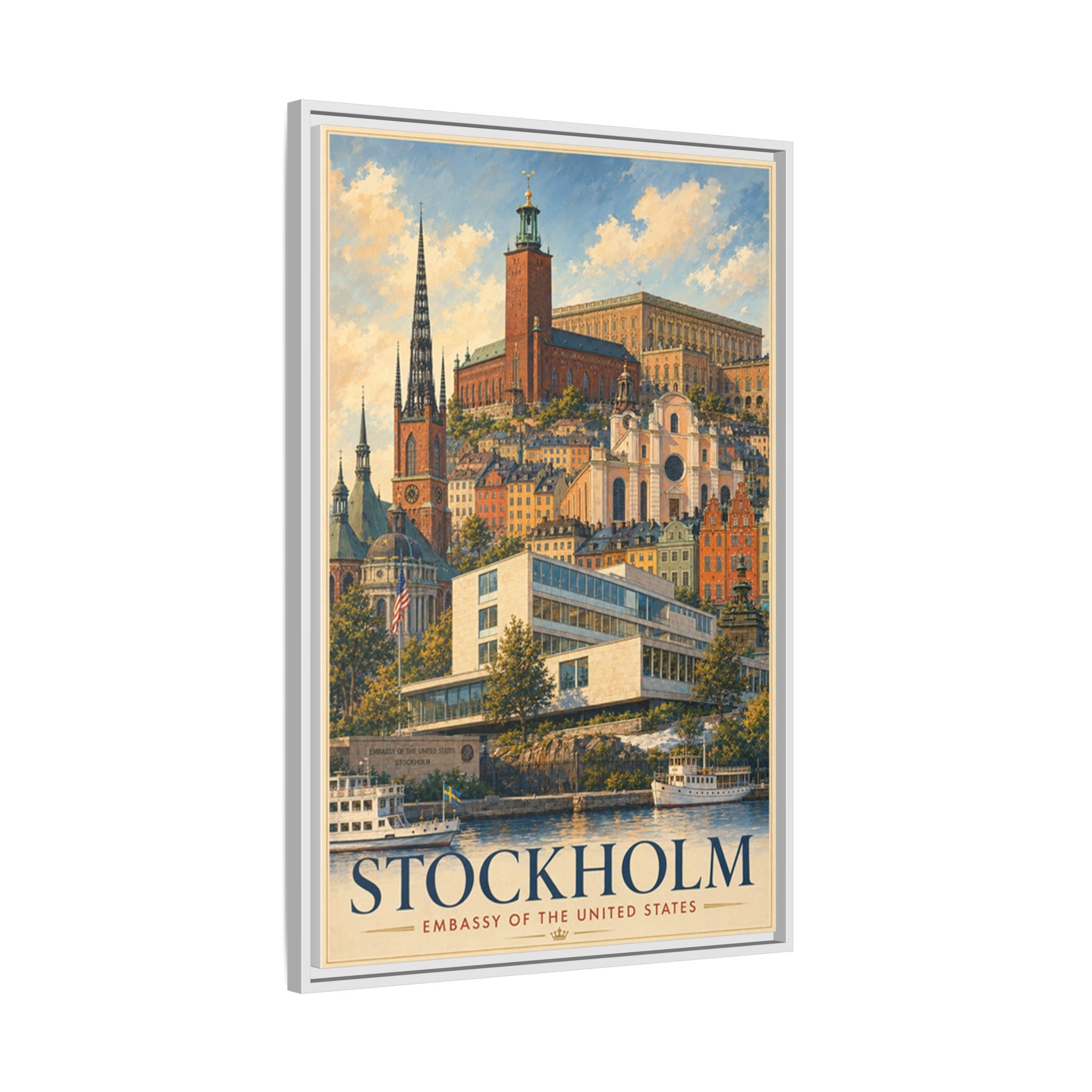 Stockholm Embassy Wrapped Canvas Framed