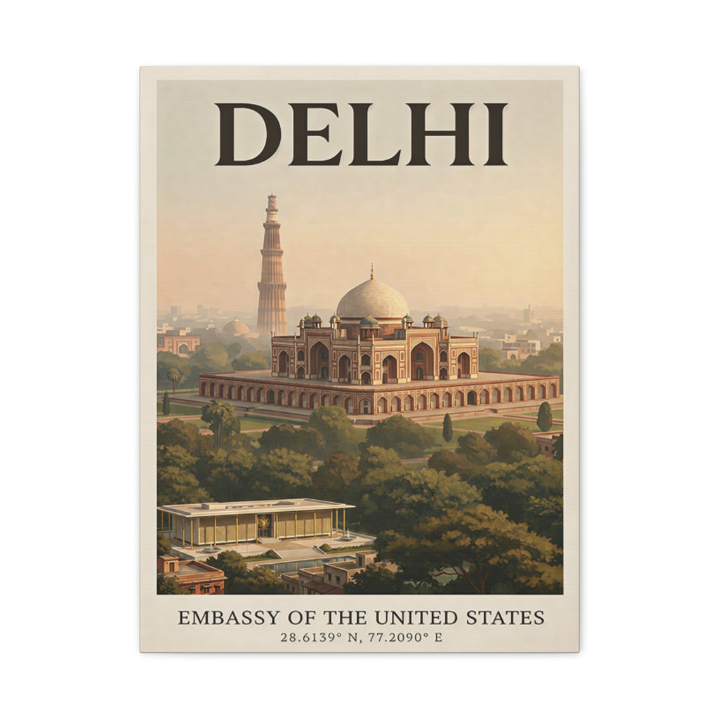 Delhi Embassy Wrapped Canvas