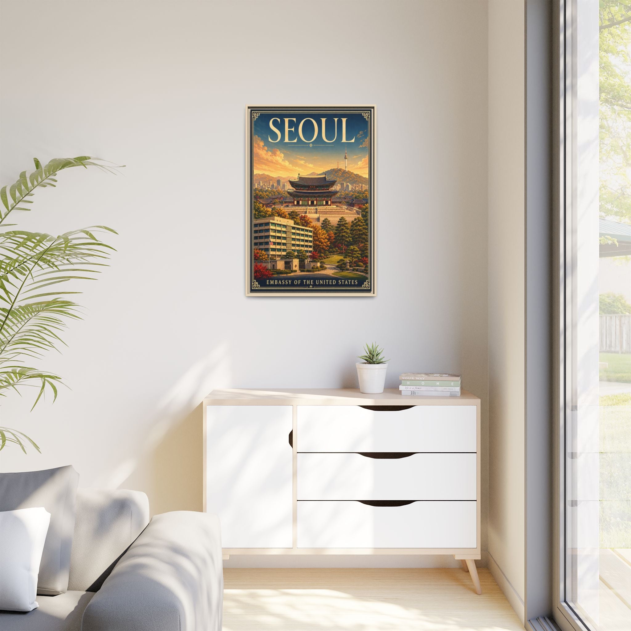 Seoul Embassy Wrapped Canvas Framed