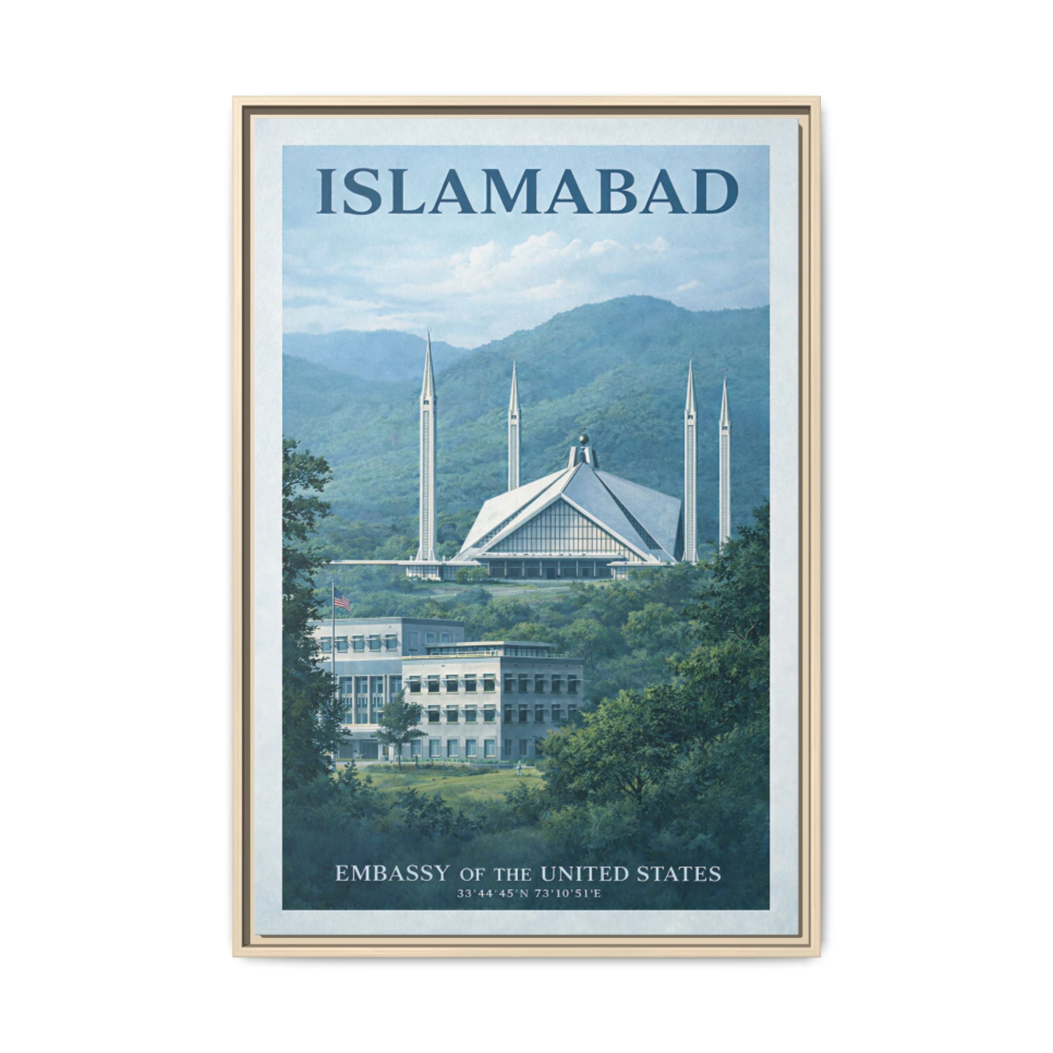 Islamabad Embassy Wrapped Canvas Framed