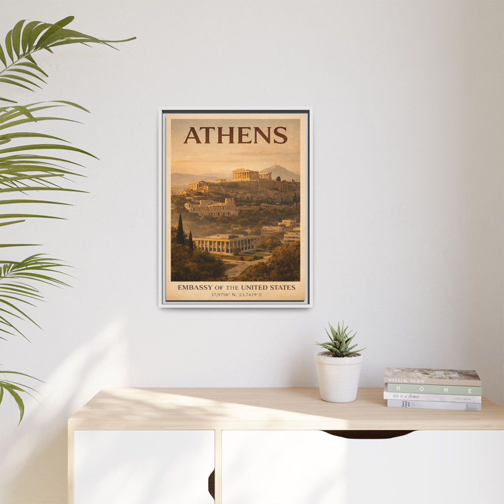 Athens Embassy Wrapped Canvas Framed