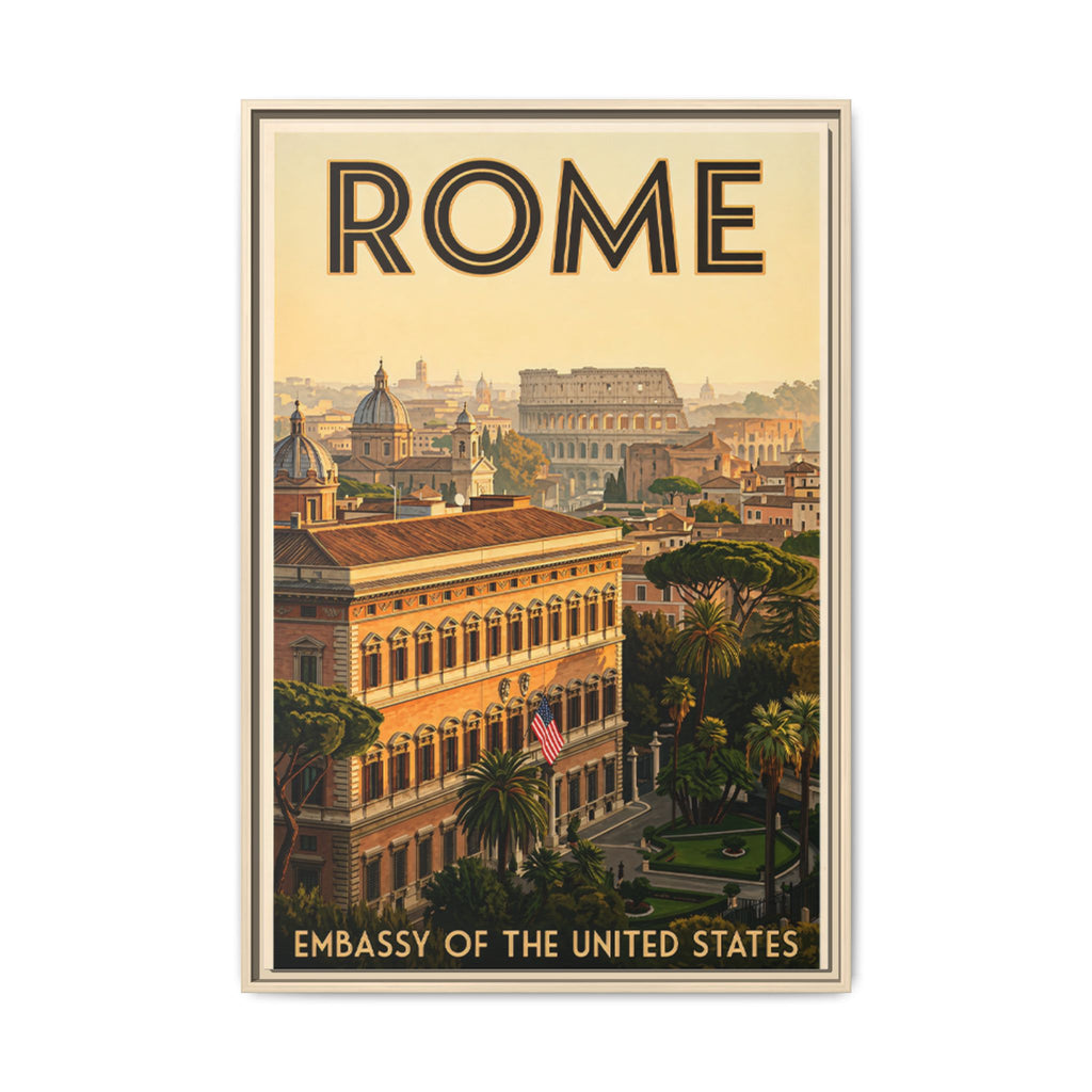 Rome Embassy Wrapped Canvas Framed