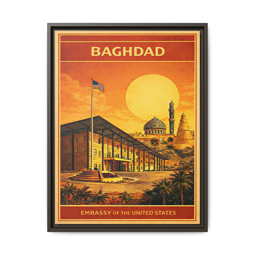Baghdad Embassy Wrapped Canvas Framed