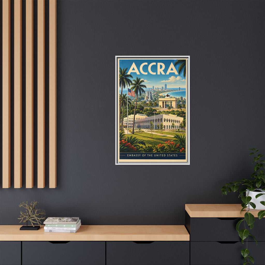Accra Embassy Wrapped Canvas Framed