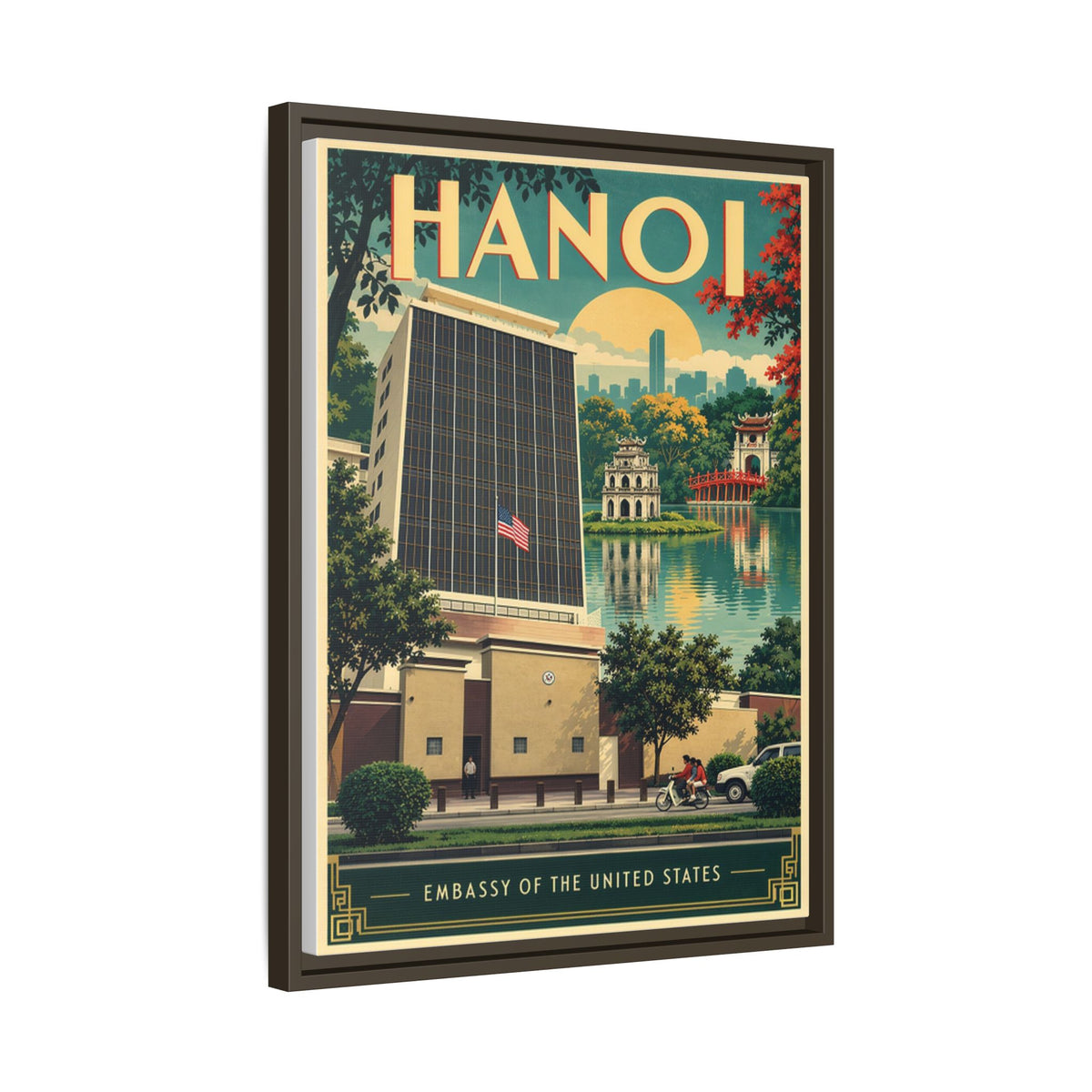 Hanoi Embassy Wrapped Canvas Framed