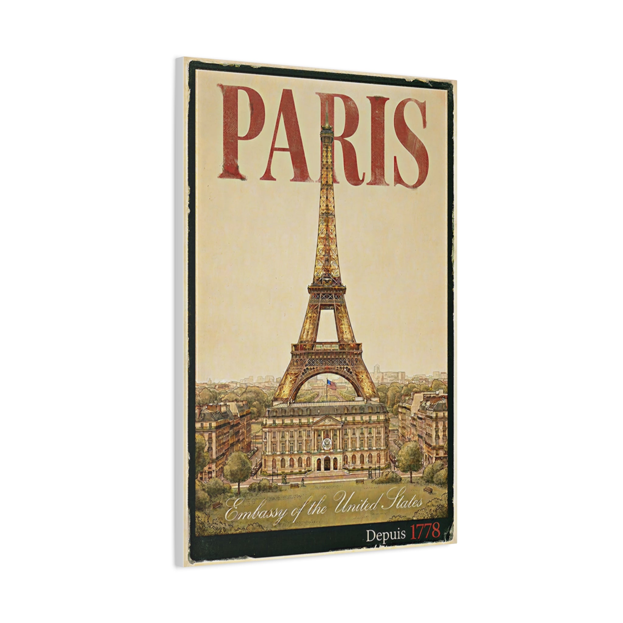 Paris Embassy Wrapped Canvas