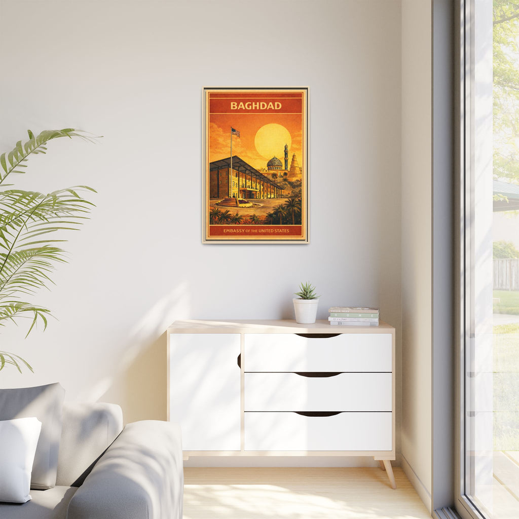 Baghdad Embassy Wrapped Canvas Framed