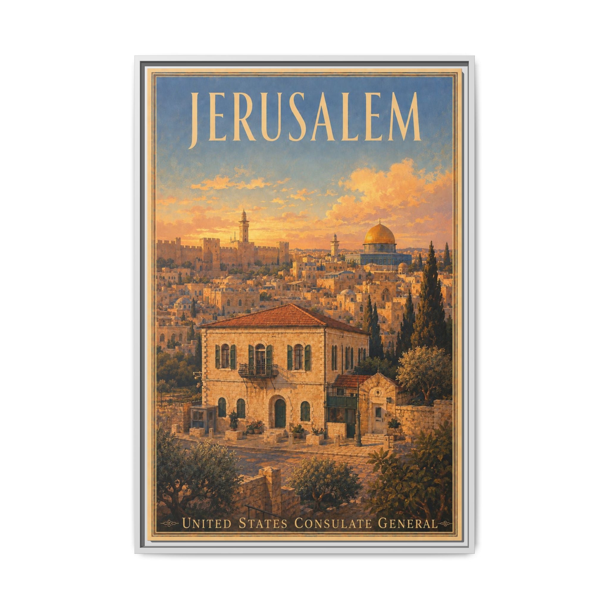 Jerusalem Consulate General Wrapped Canvas Framed