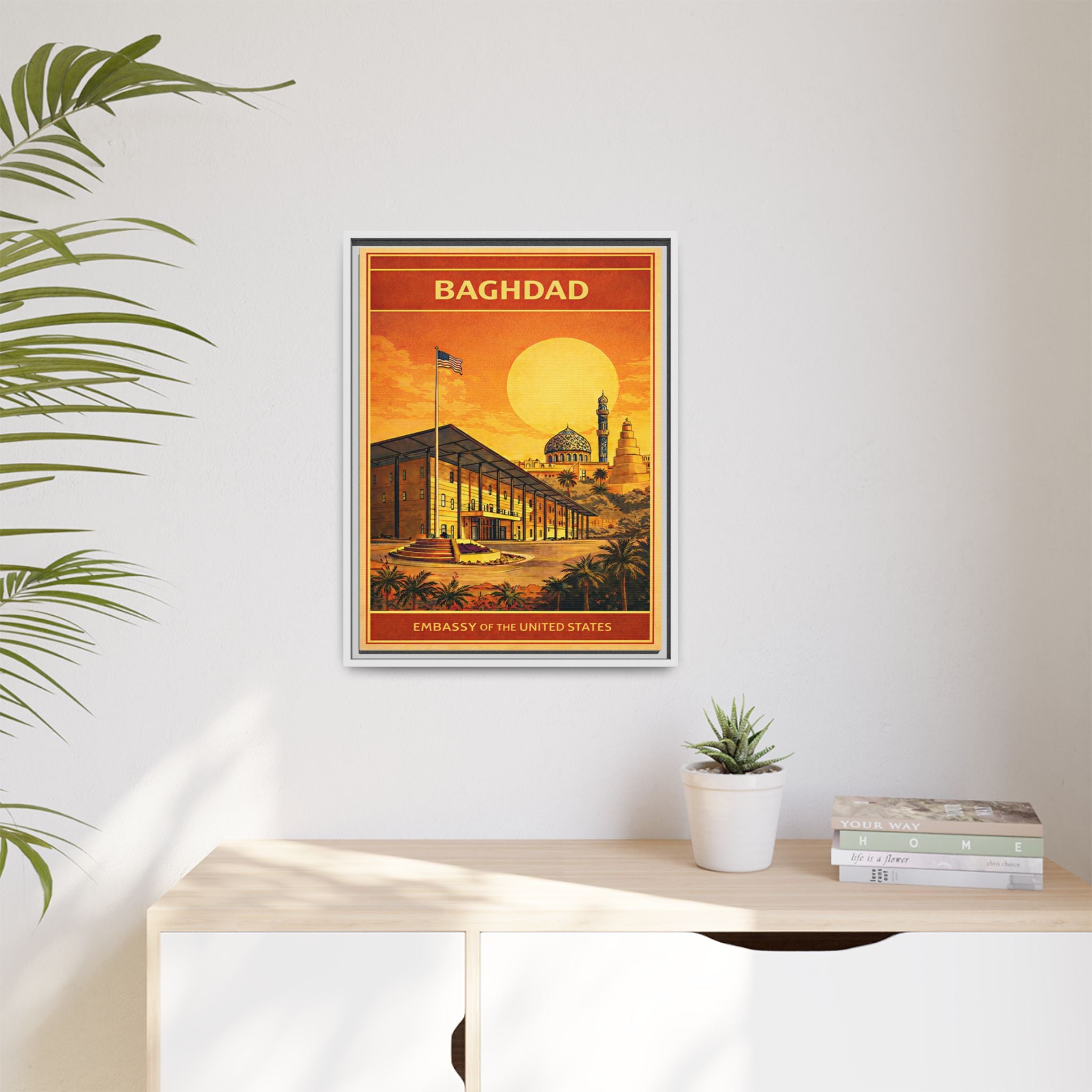 Baghdad Embassy Wrapped Canvas Framed