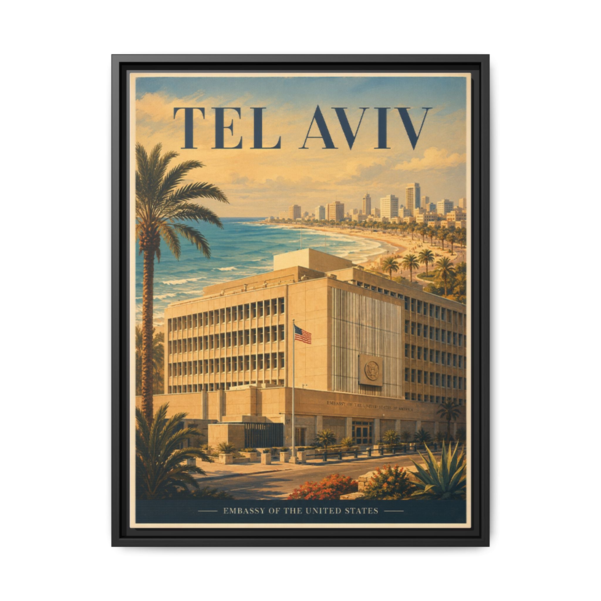 Tel Aviv Embassy Wrapped Canvas Framed