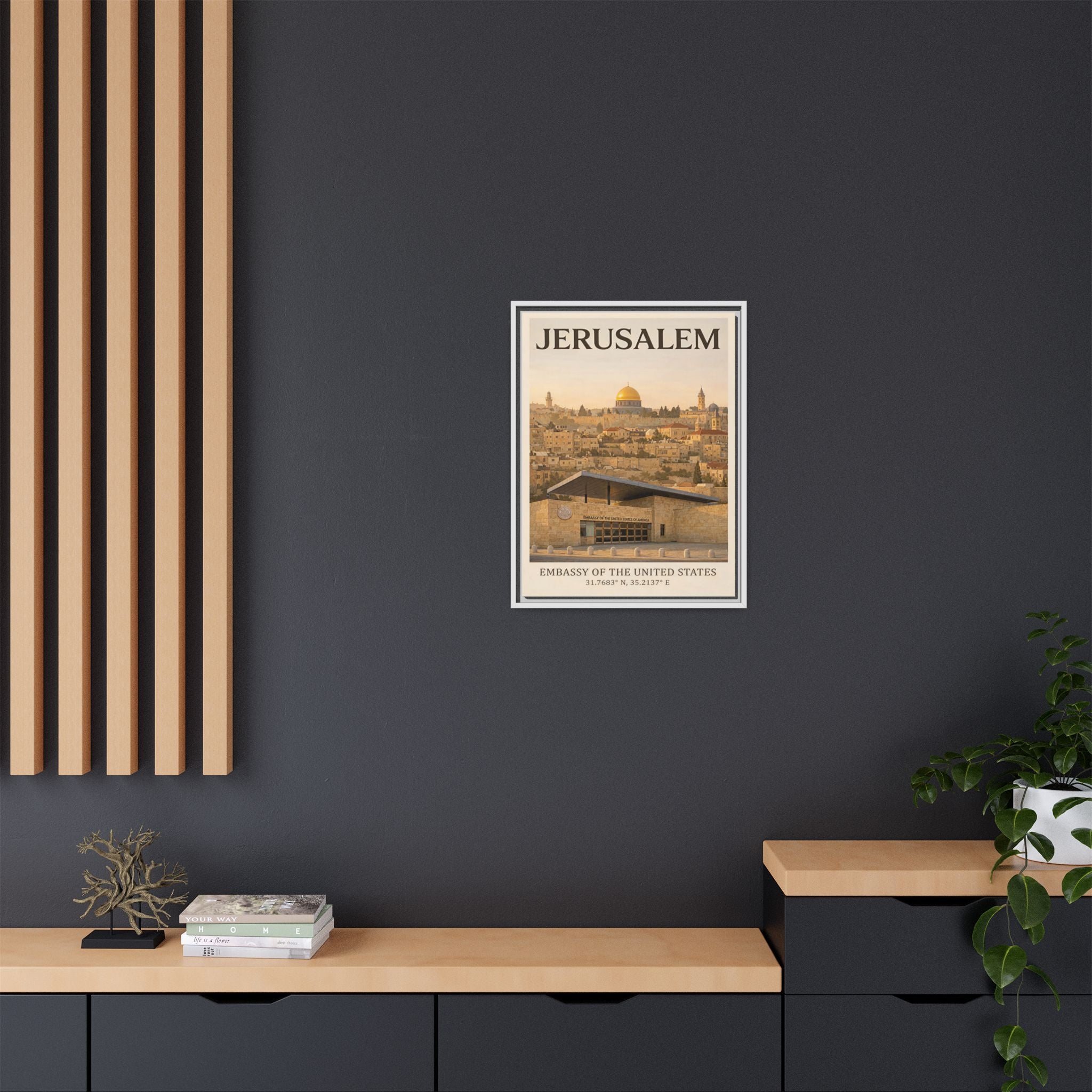 Jerusalem Embassy Wrapped Canvas Framed