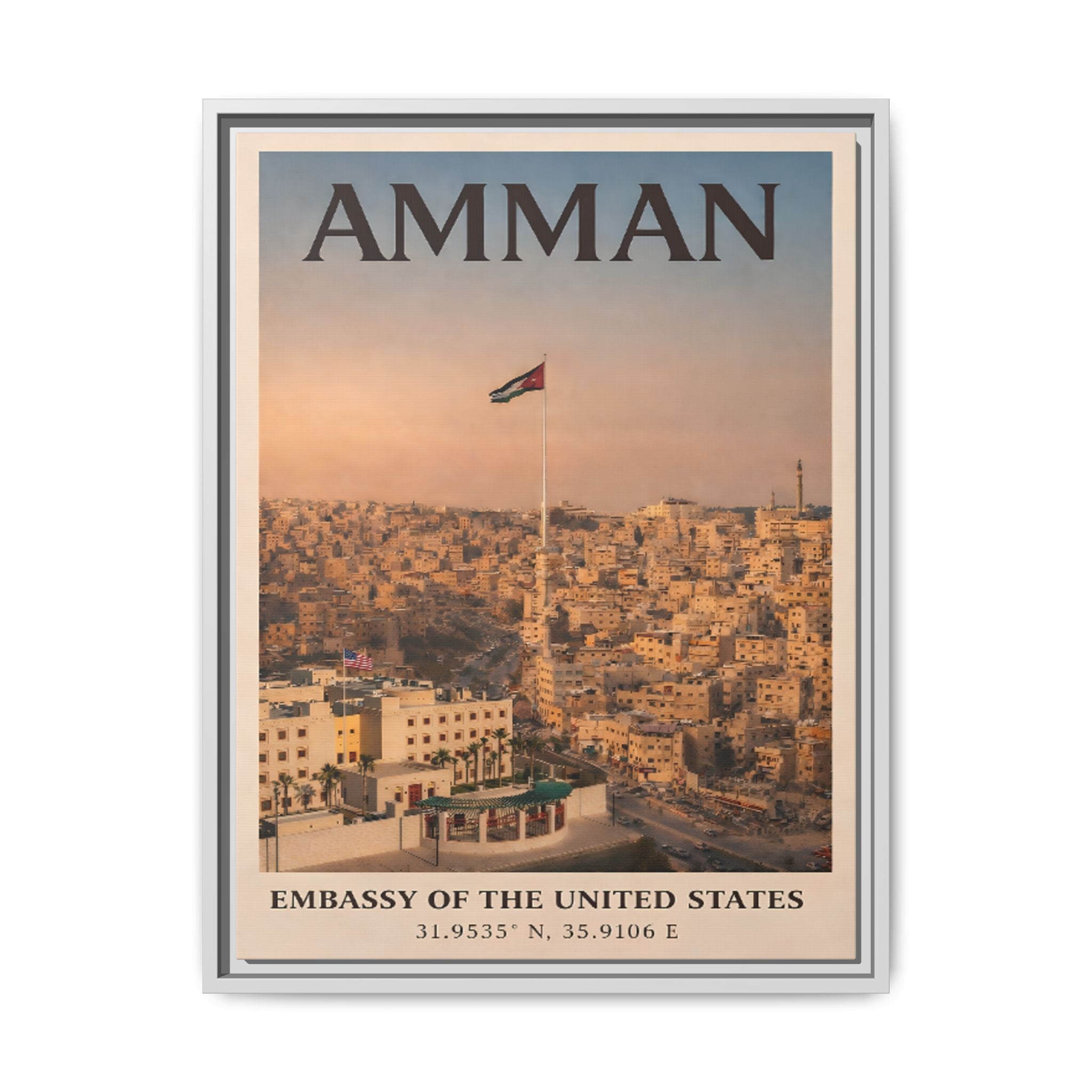 Amman Embassy Wrapped Canvas Framed
