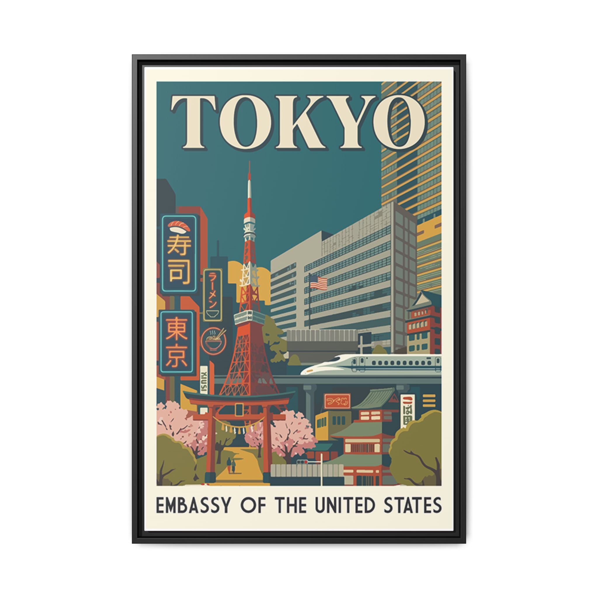 Tokyo Embassy Wrapped Canvas Framed