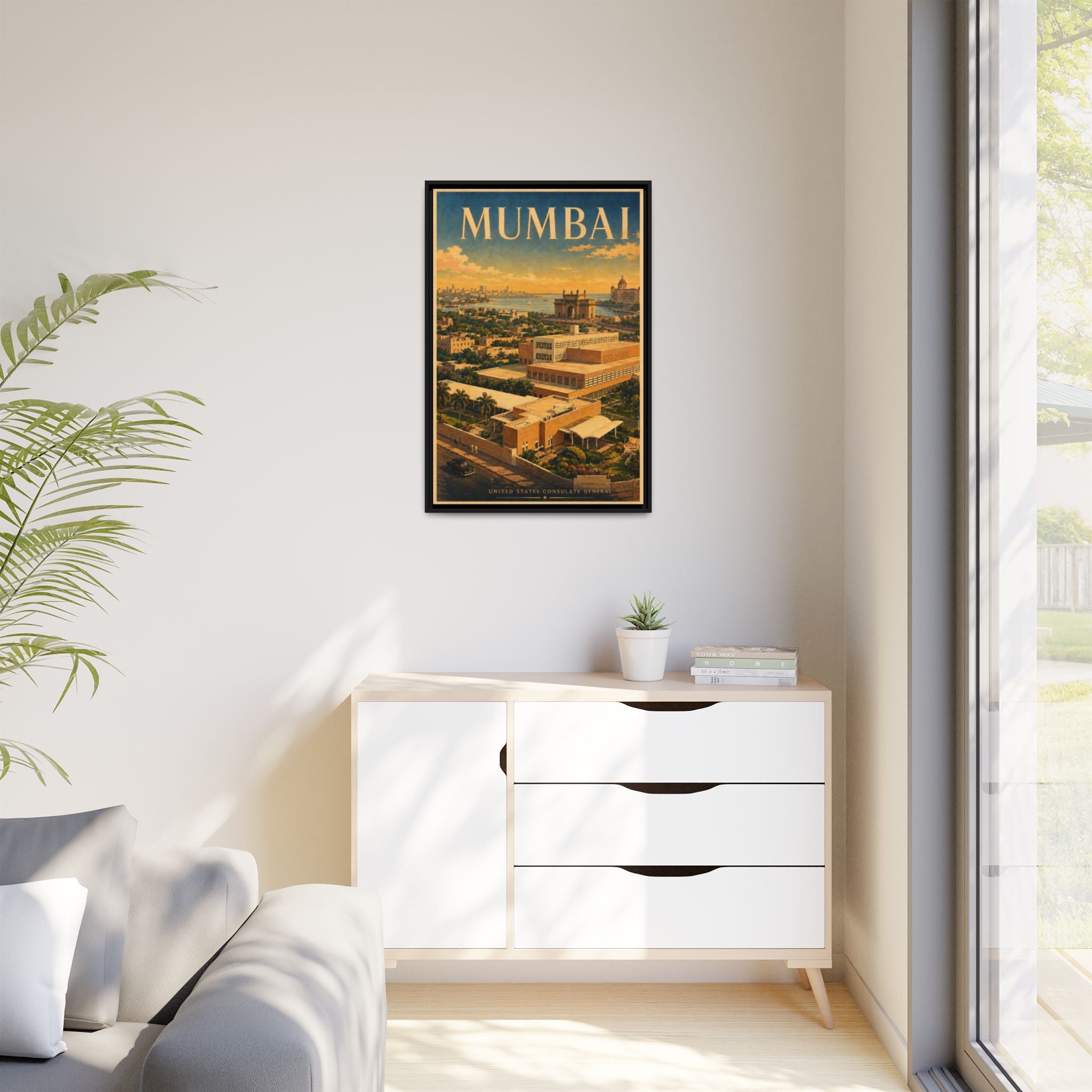 Mumbai Consulate General Wrapped Canvas Framed