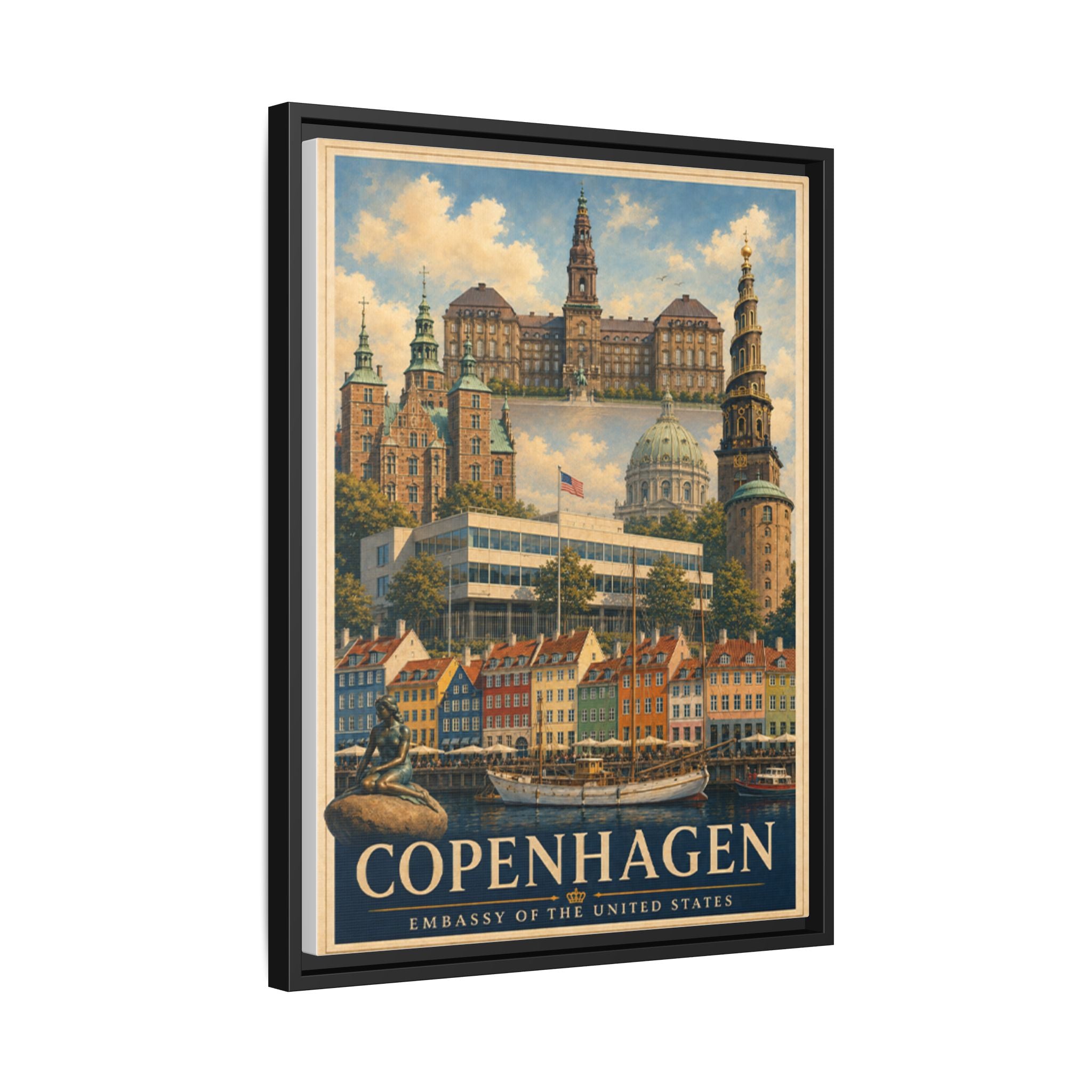 Copenhagen Embassy Wrapped Canvas Framed