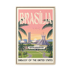 Brasília Embassy Wrapped Canvas Framed