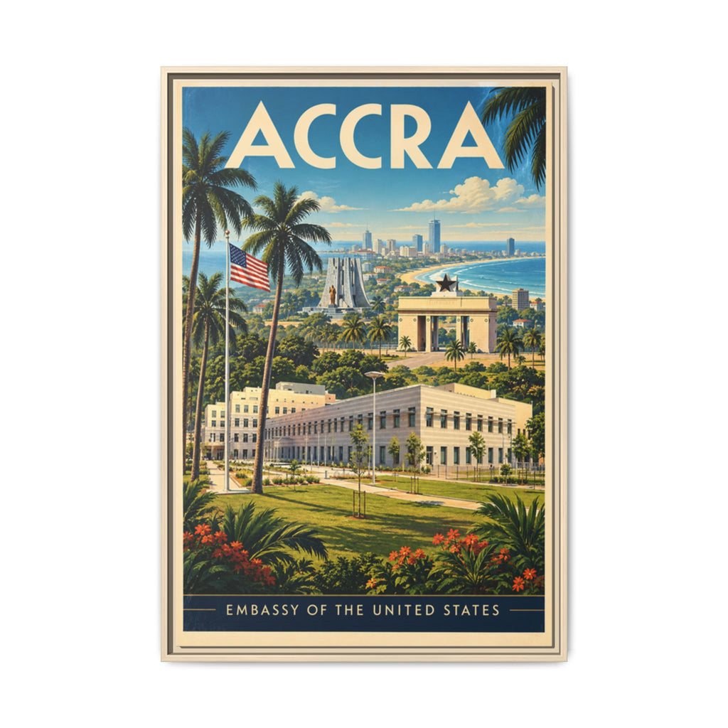 Accra Embassy Wrapped Canvas Framed
