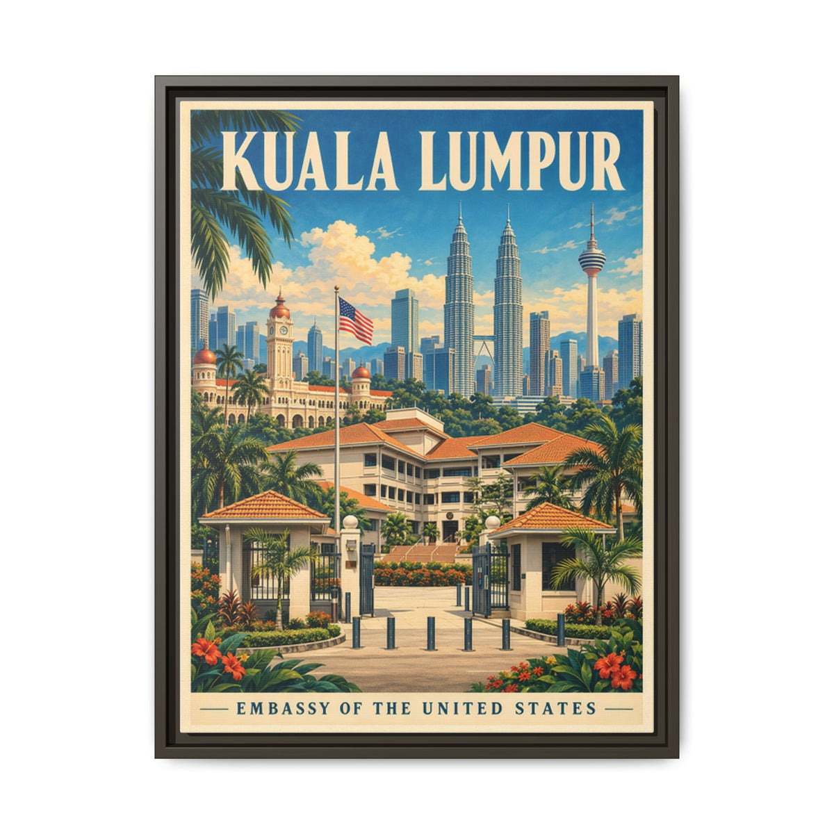 Kuala Lumpur Embassy Wrapped Canvas Framed