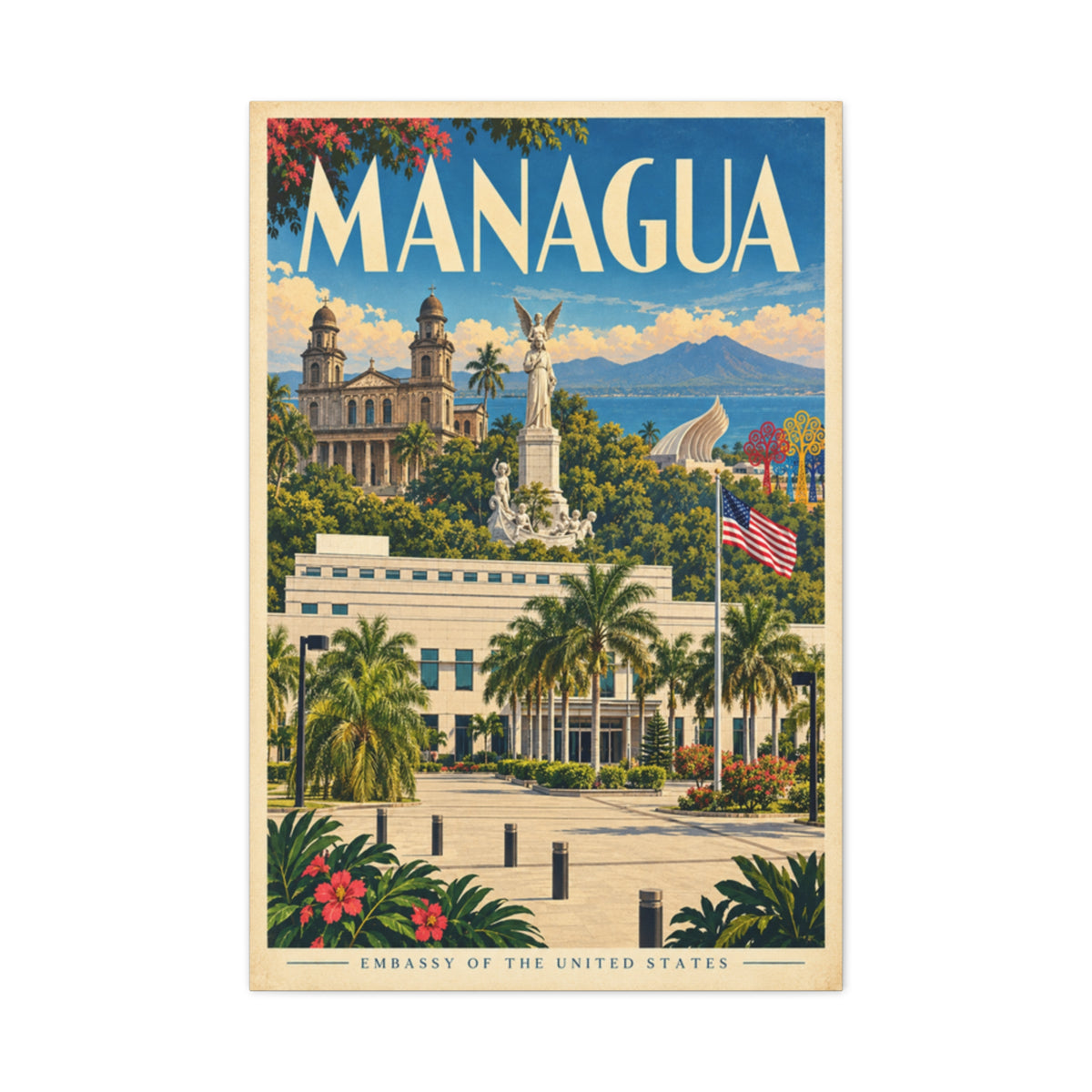Managua Embassy Wrapped Canvas