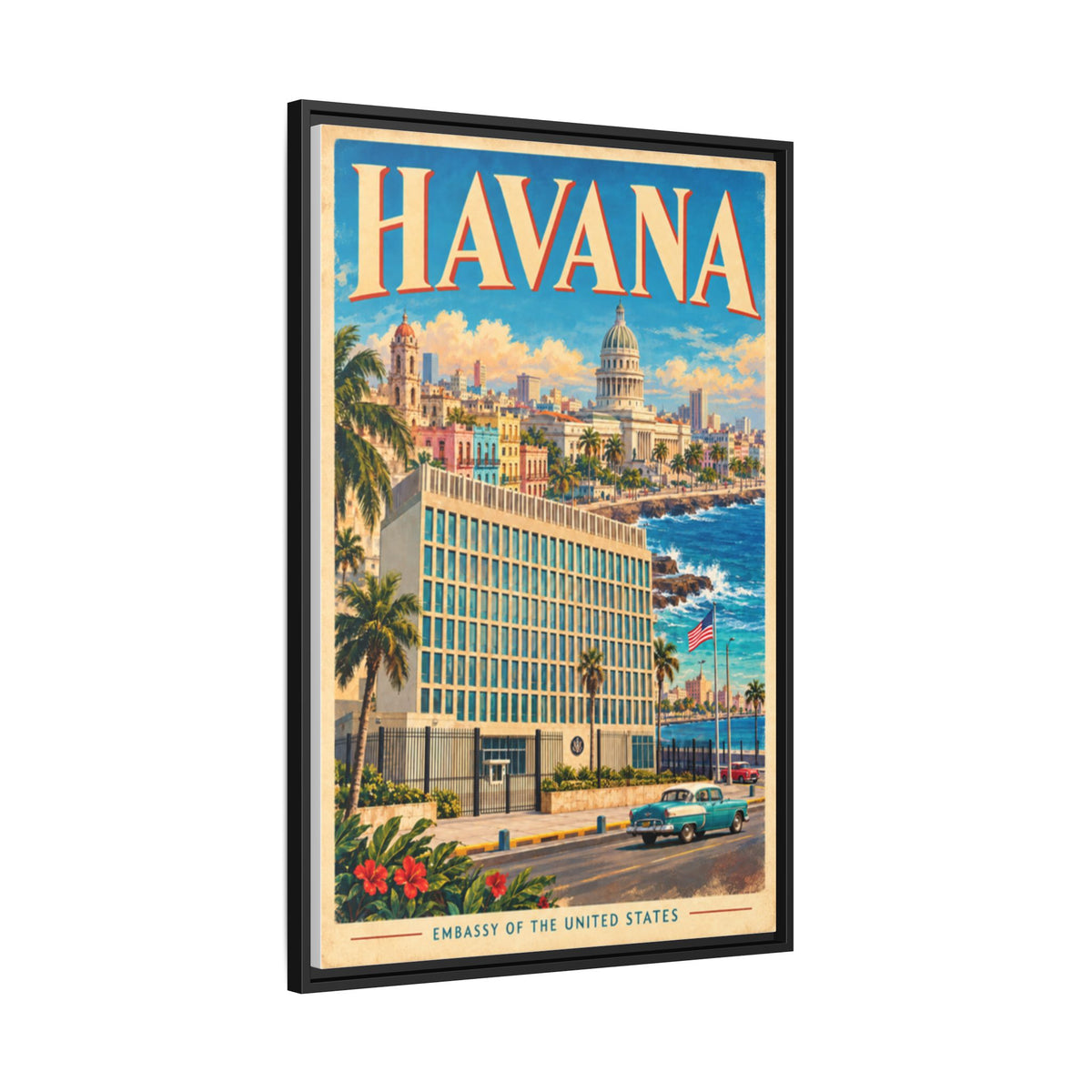 Havana Embassy Wrapped Canvas Framed