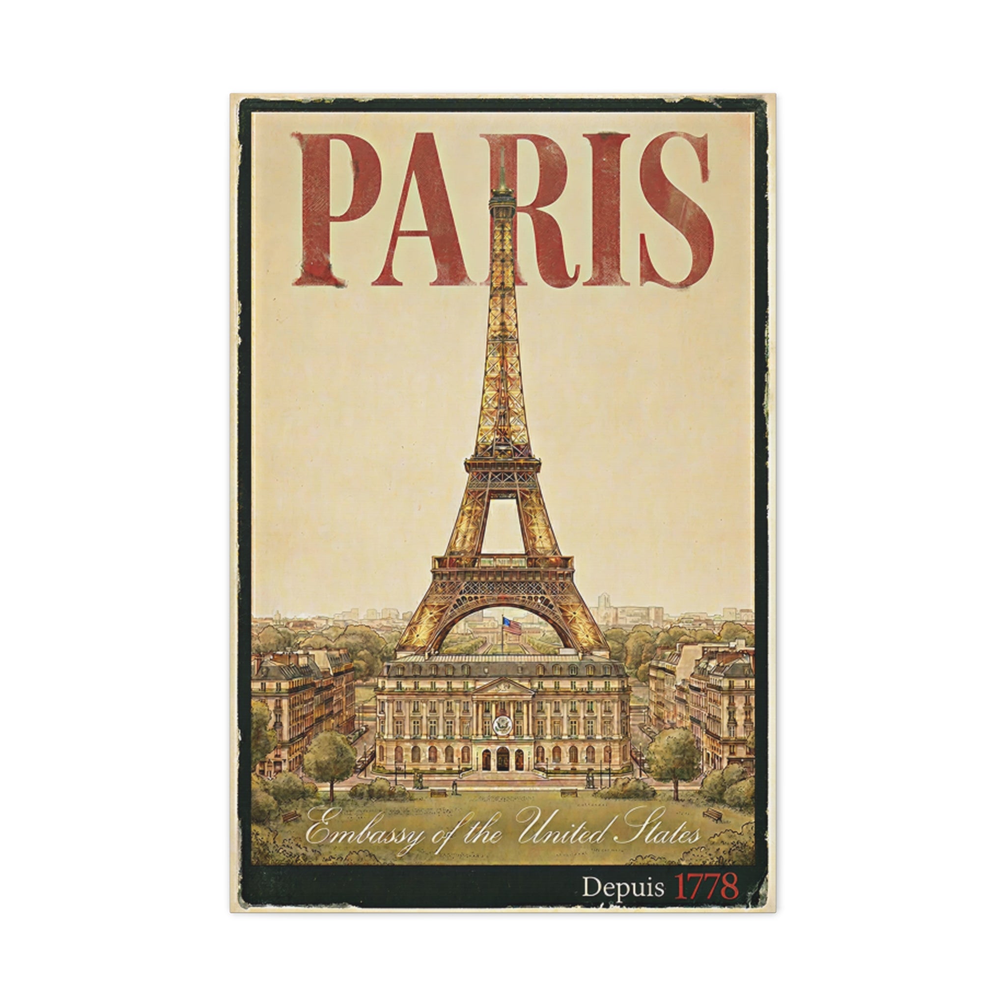 Paris Embassy Wrapped Canvas