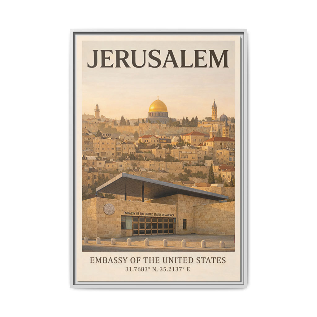Jerusalem Embassy Wrapped Canvas Framed