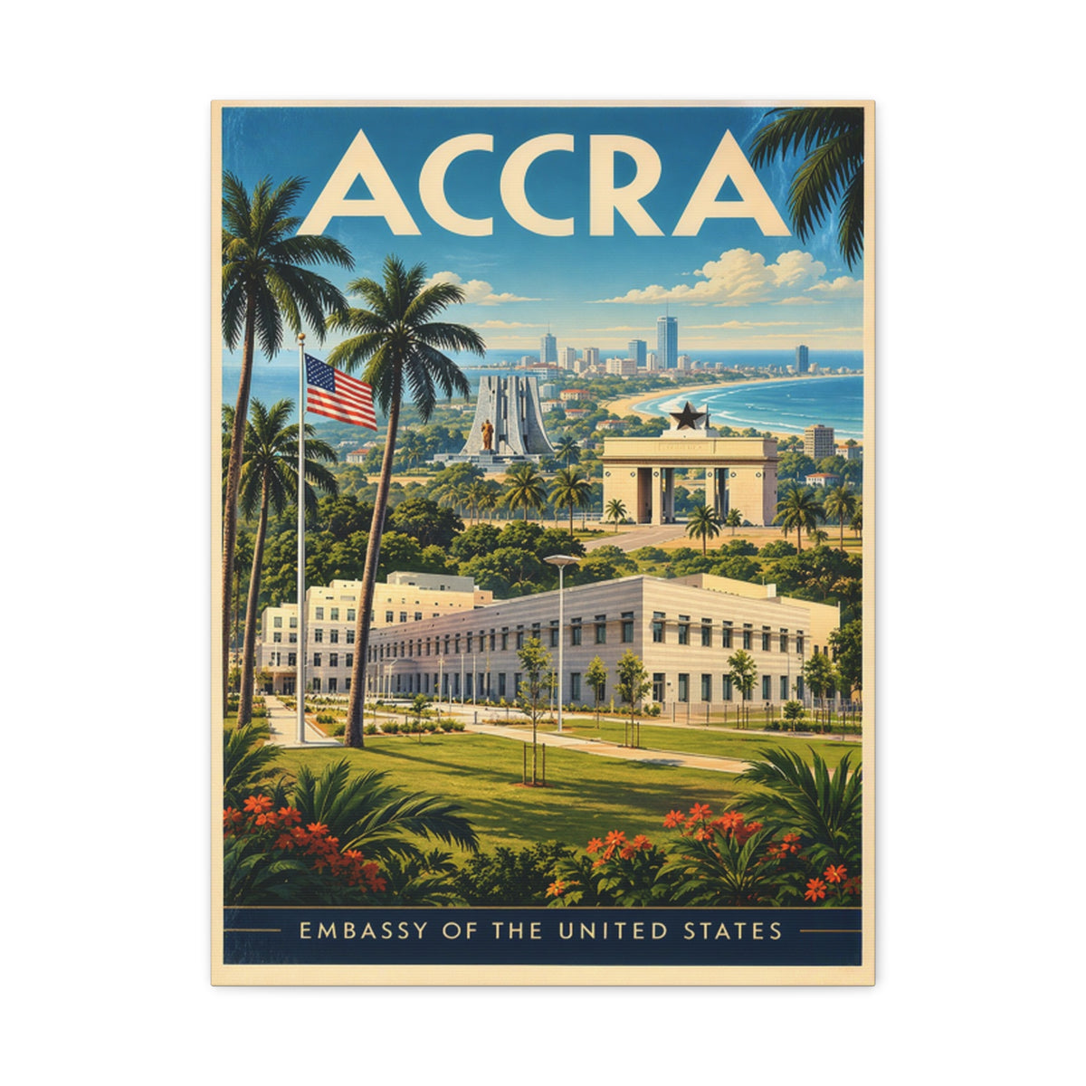 Accra Embassy Wrapped Canvas