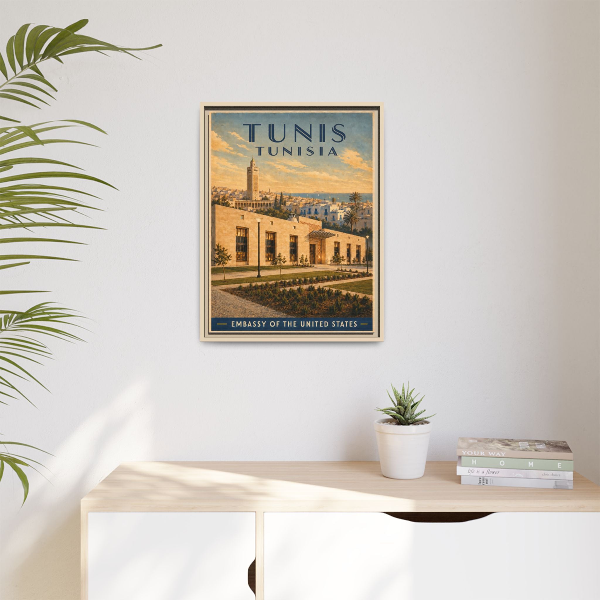 Tunis Embassy Wrapped Canvas Framed