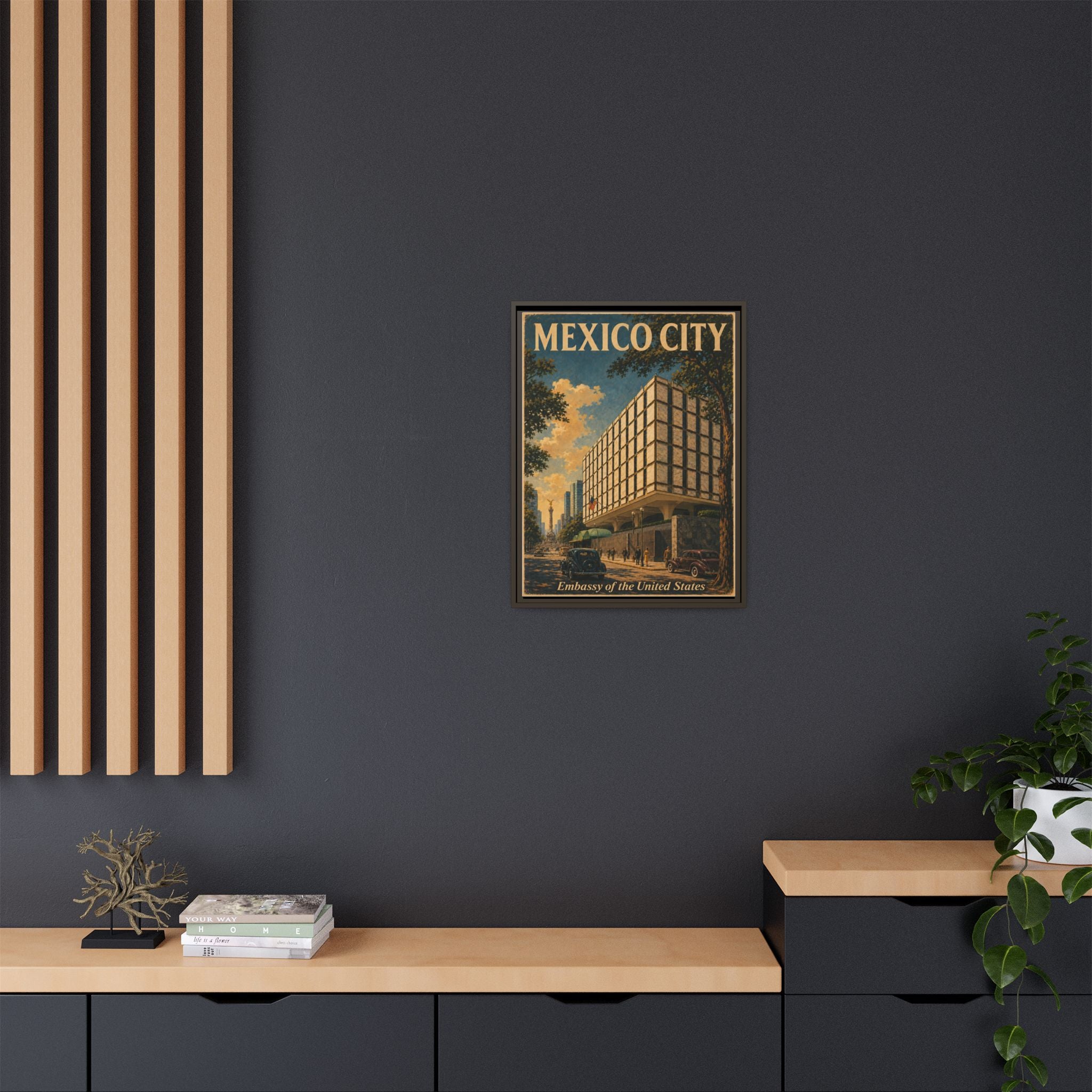 Mexico City Embassy Wrapped Canvas Framed
