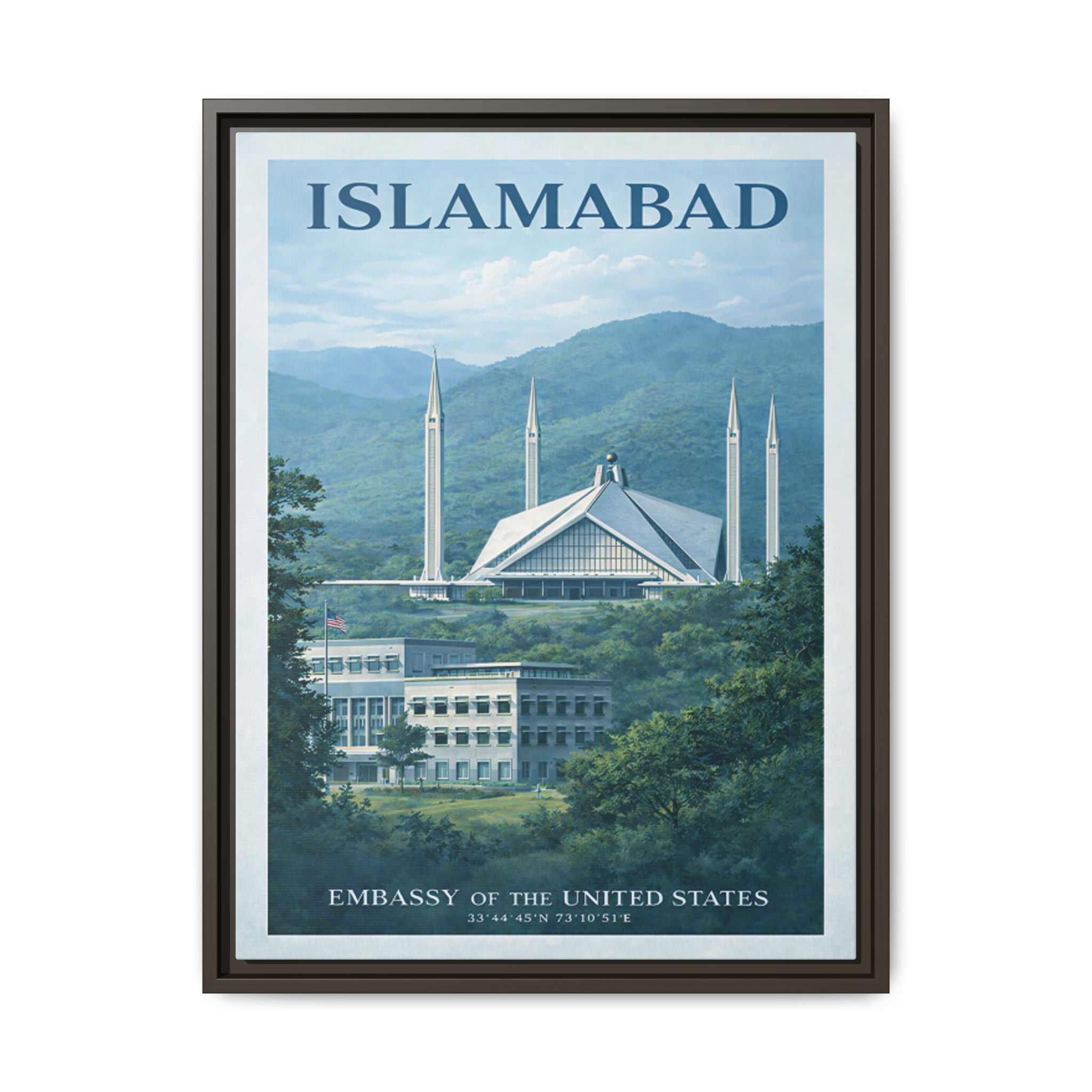 Islamabad Embassy Wrapped Canvas Framed