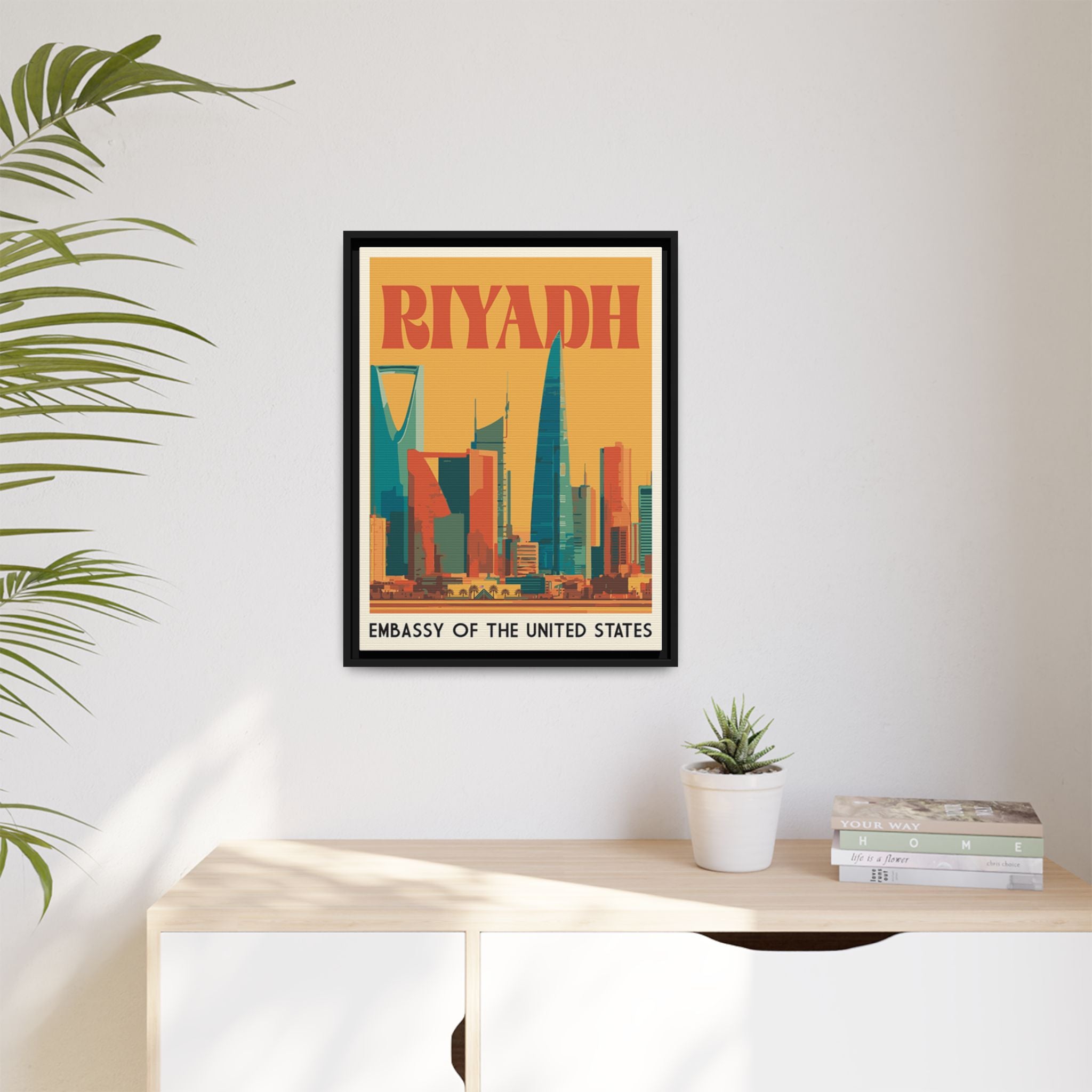 Riyadh Embassy Wrapped Canvas Framed