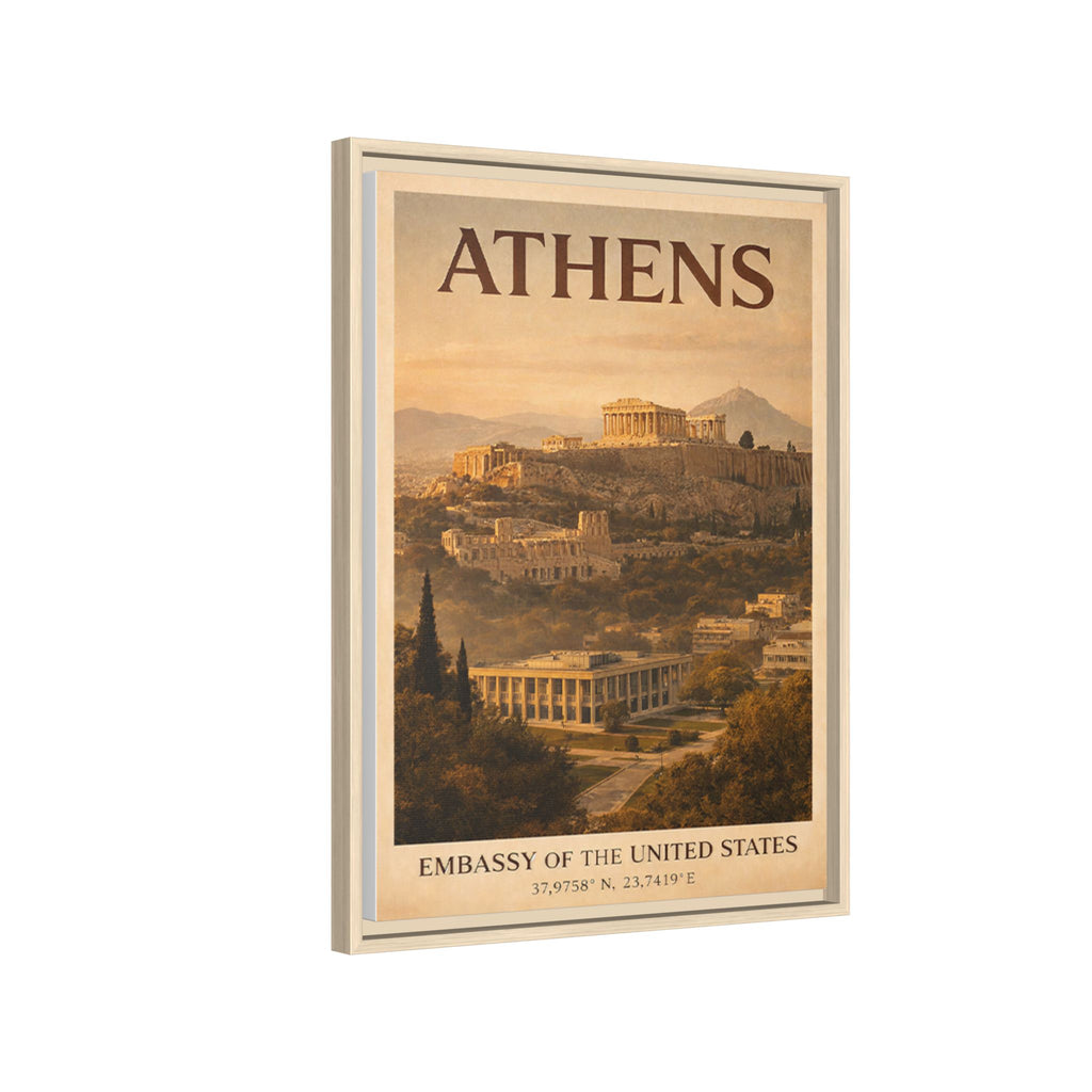 Athens Embassy Wrapped Canvas Framed
